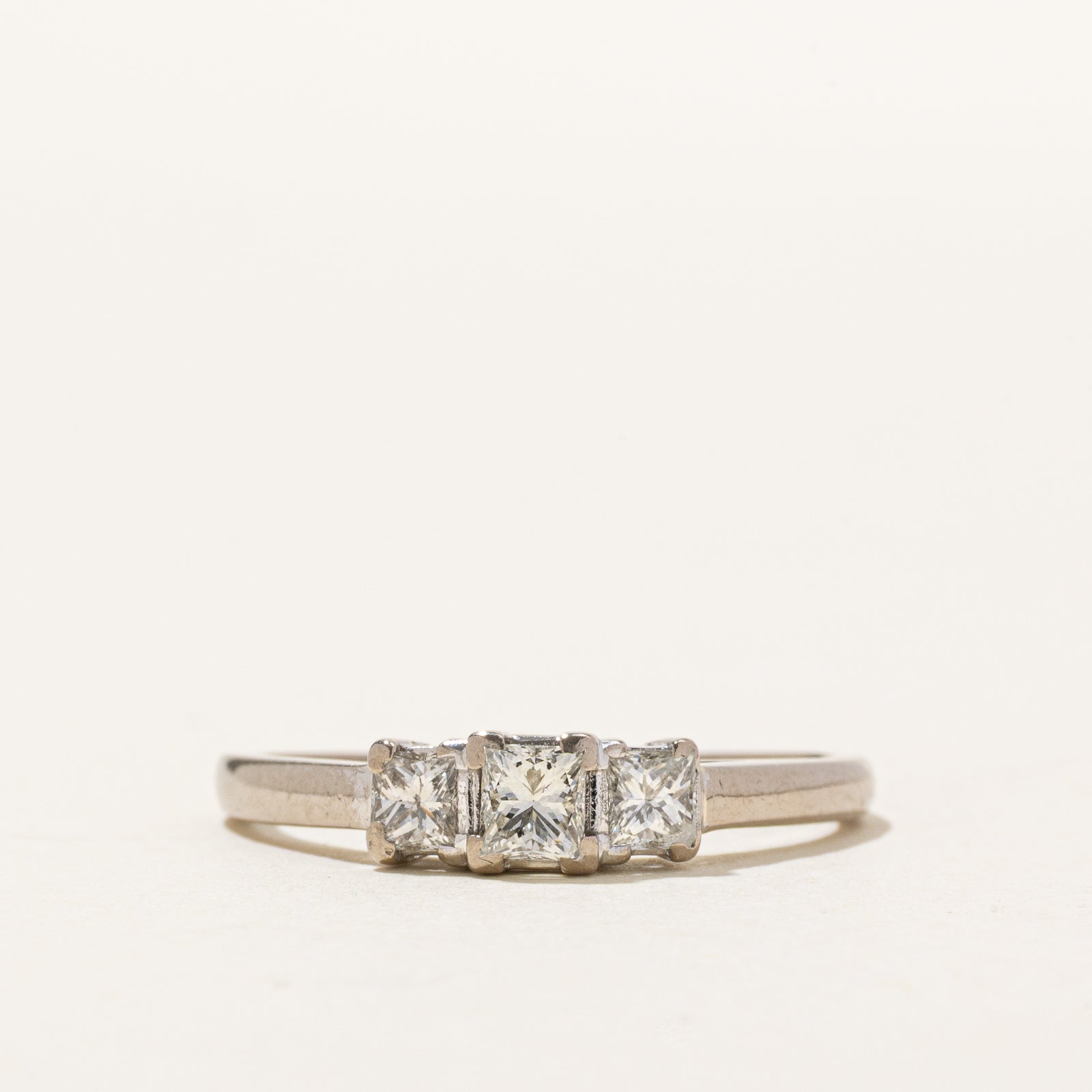 18K Three Stone Princess Cut Diamond Ring | 0.55ctw | SZ 8.25