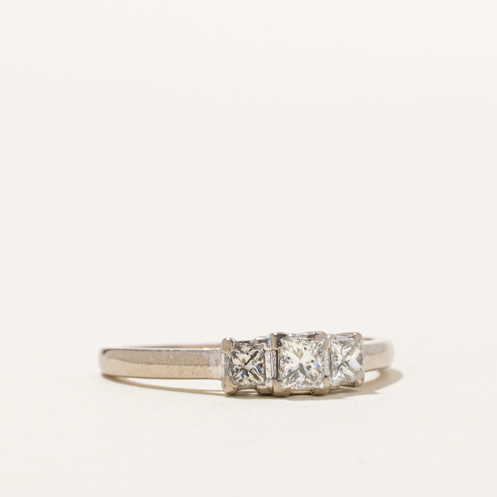 18K Three Stone Princess Cut Diamond Ring | 0.55ctw | SZ 8.25