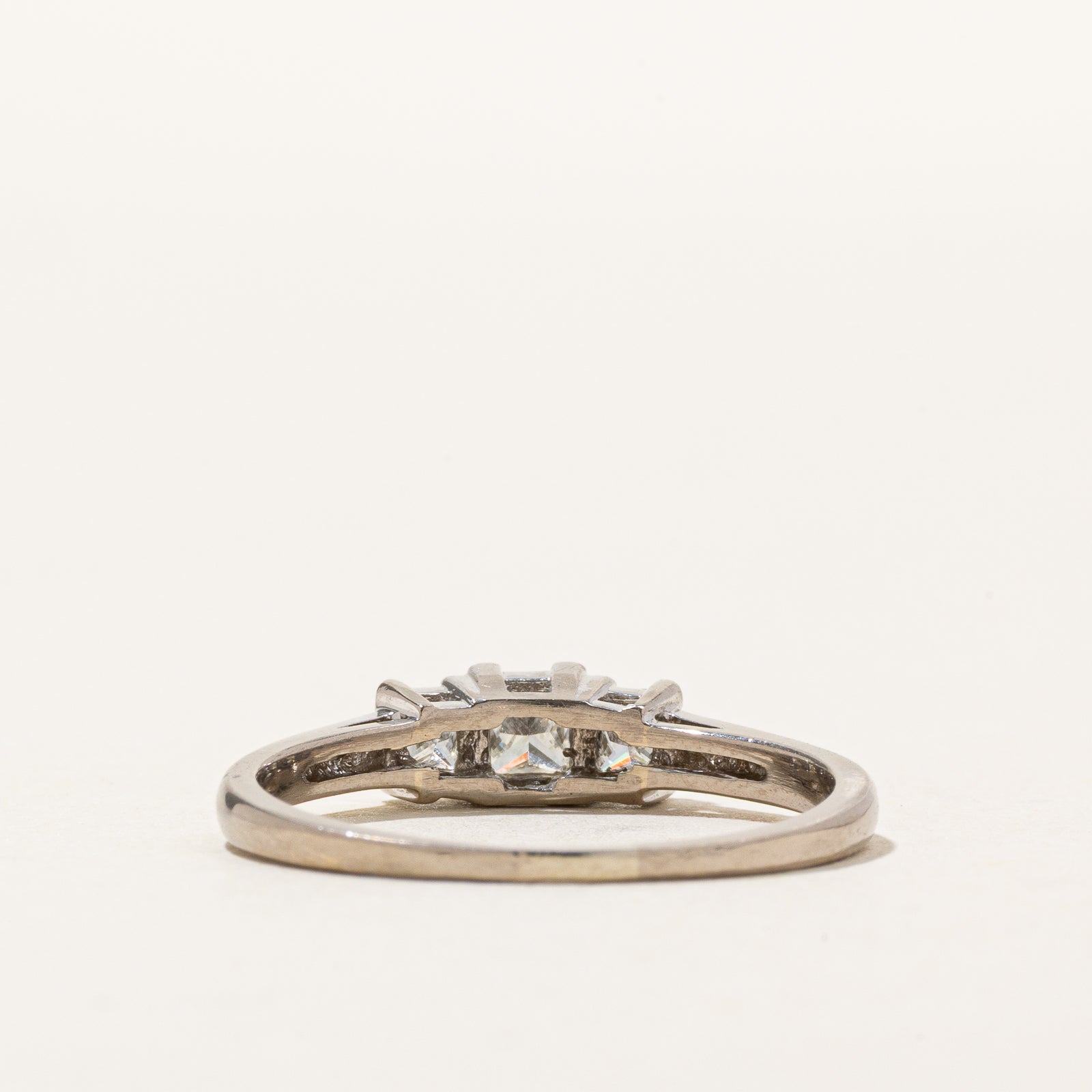 18K Three Stone Princess Cut Diamond Ring | 0.55ctw | SZ 8.25