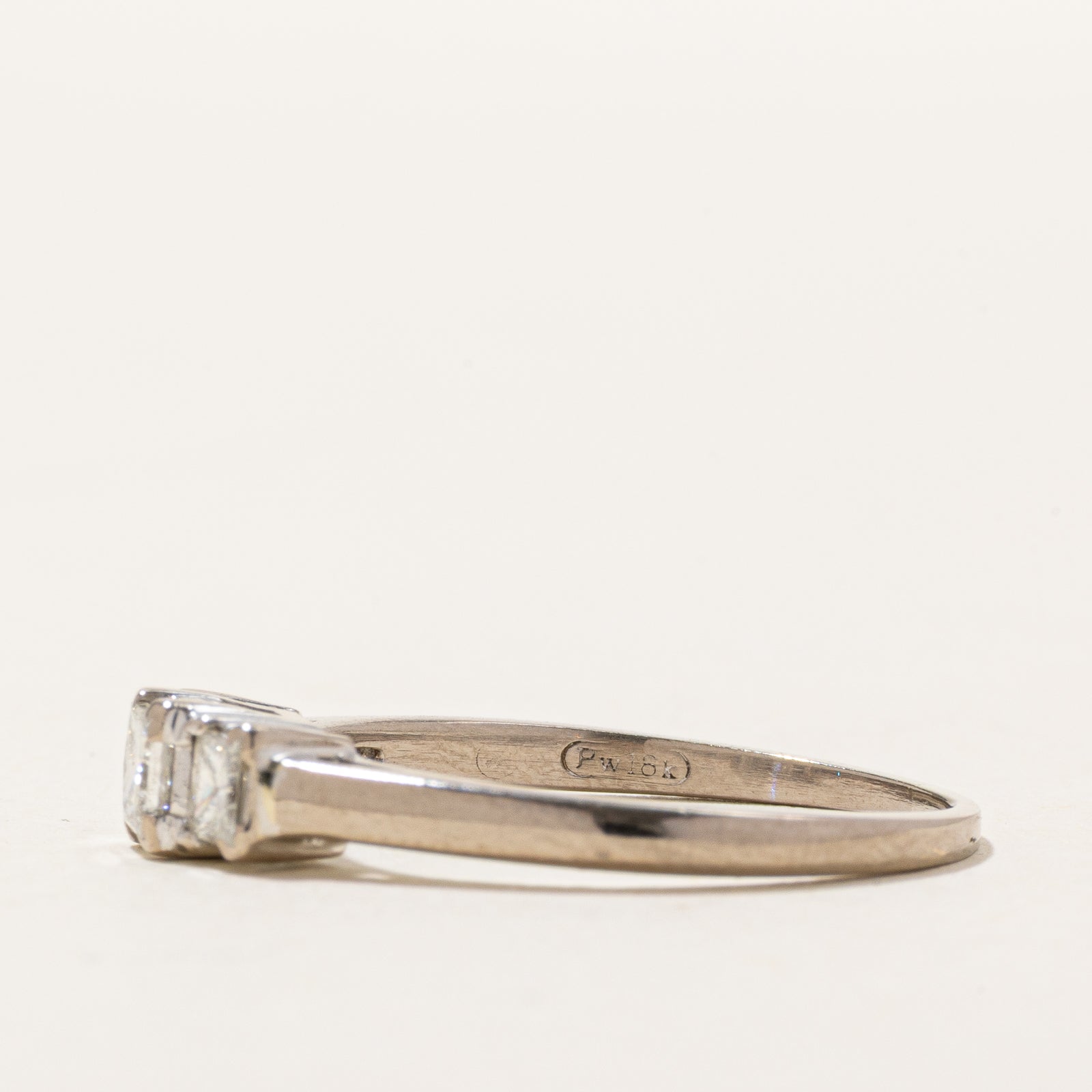 18K Three Stone Princess Cut Diamond Ring | 0.55ctw | SZ 8.25