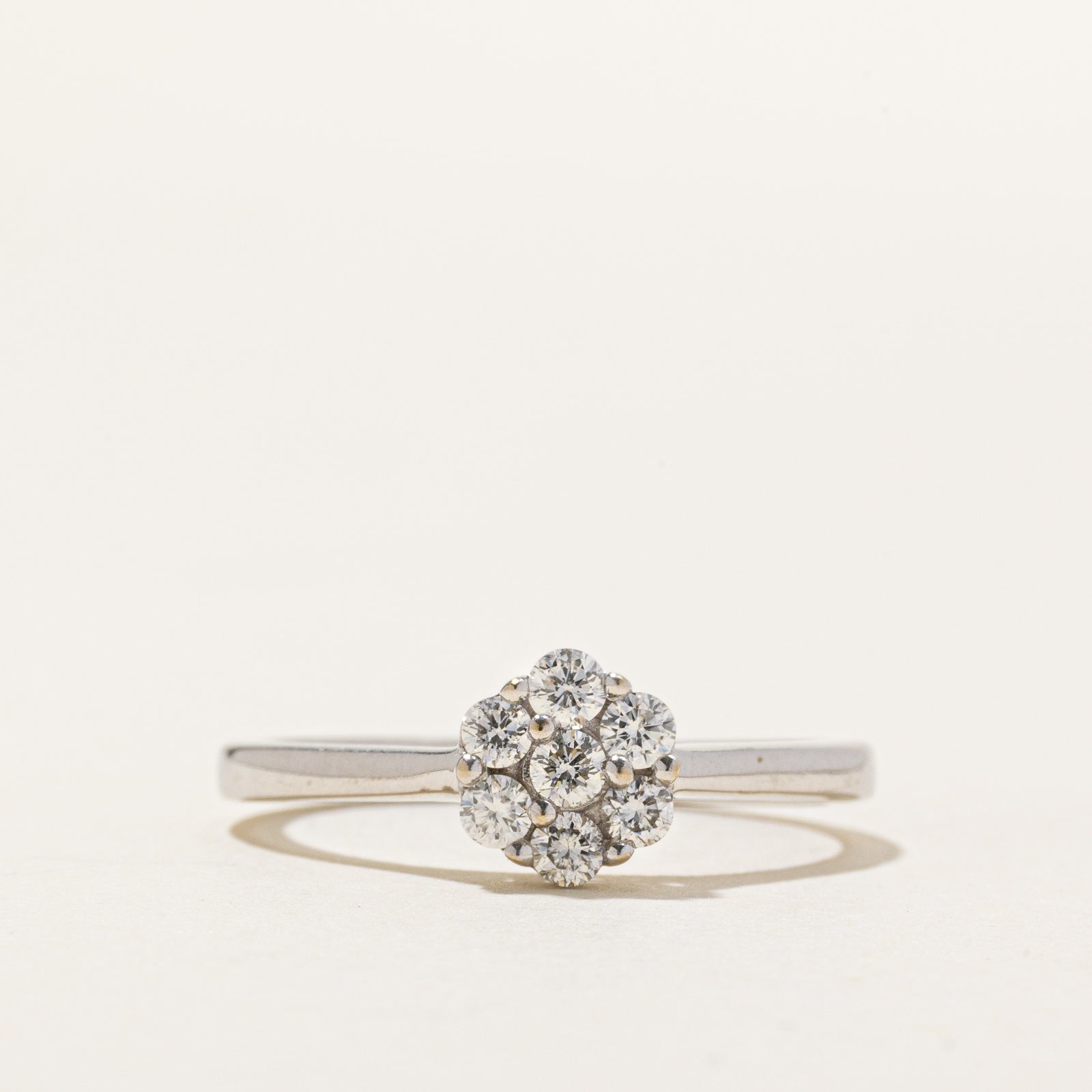 14K White Gold Diamond Cluster Ring | 0.35ctw | SZ 8