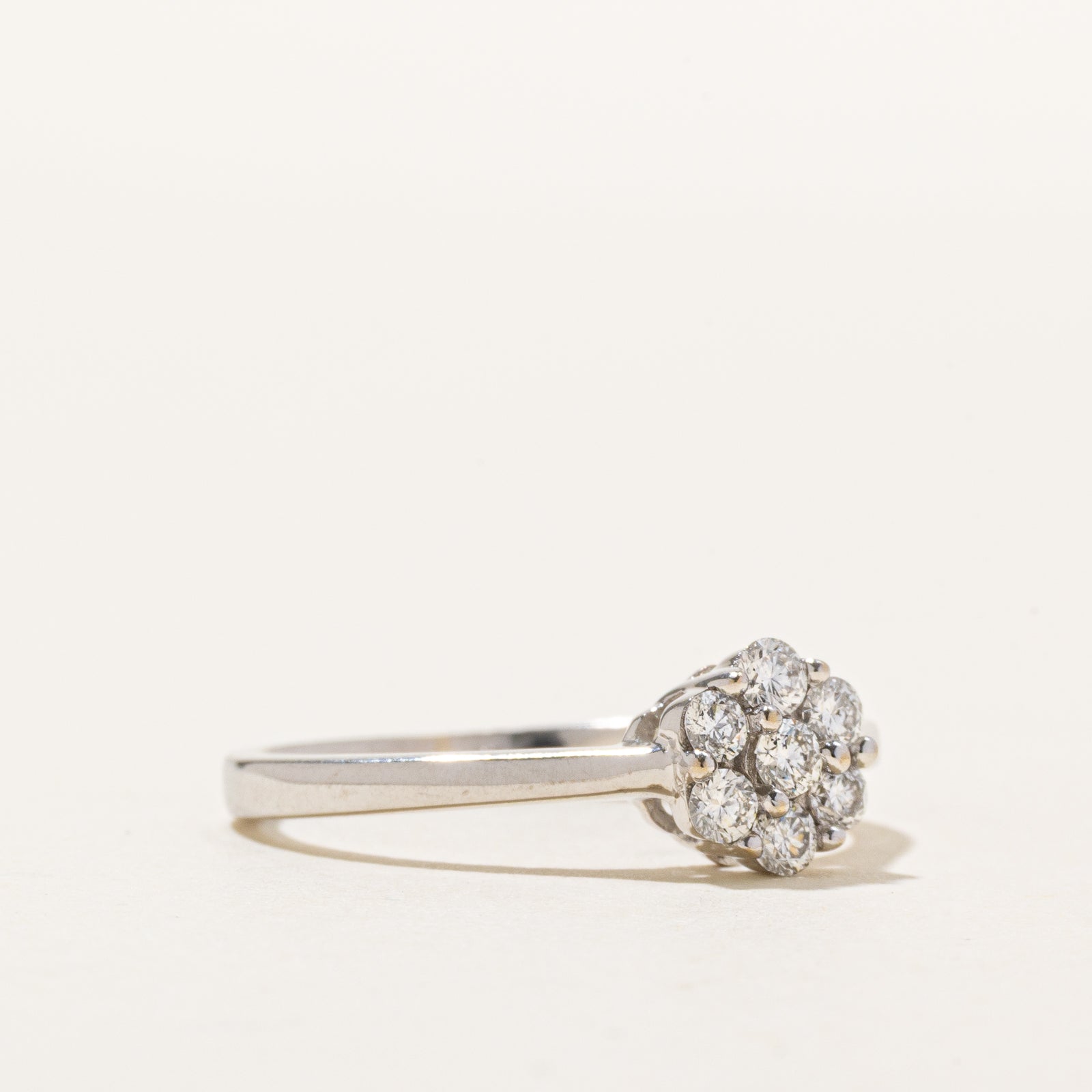 14K White Gold Diamond Cluster Ring | 0.35ctw | SZ 8