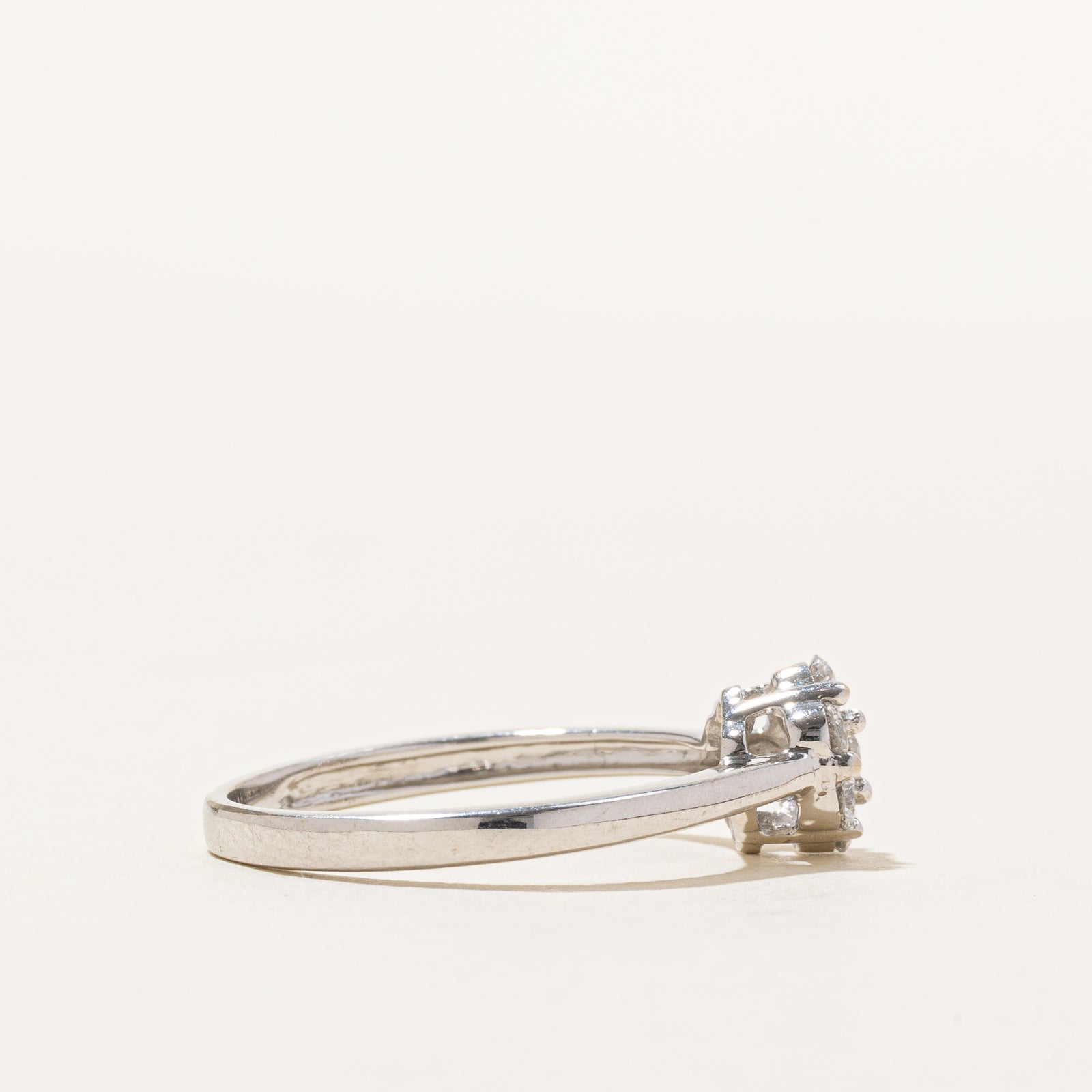 14K White Gold Diamond Cluster Ring | 0.35ctw | SZ 8