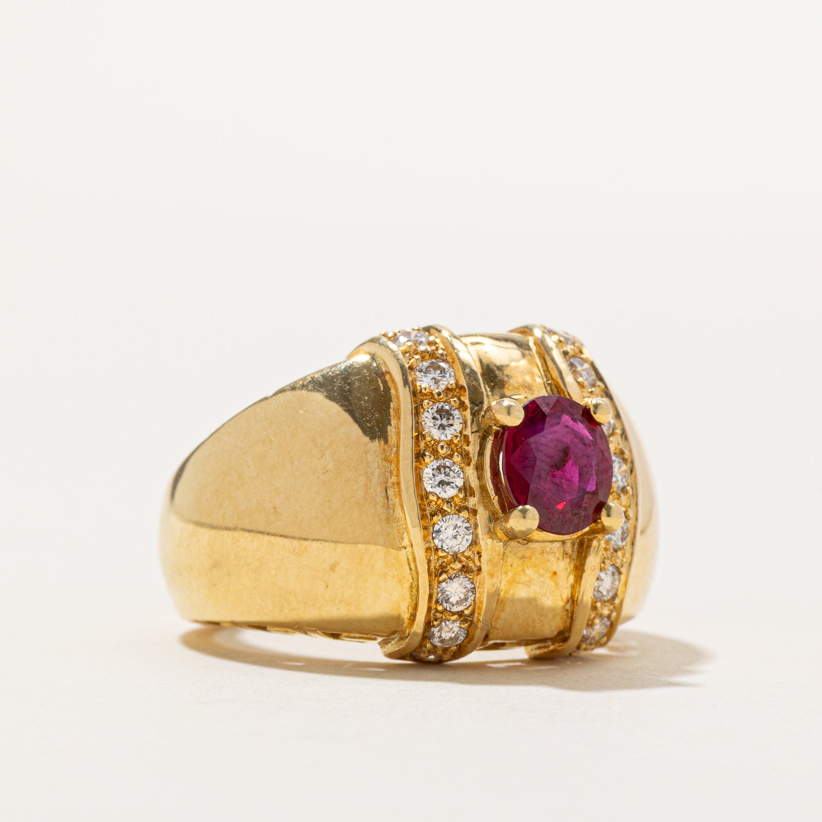 Ruby & Diamond Cocktail Ring | 0.90ct, 0.54ctw | SZ 7