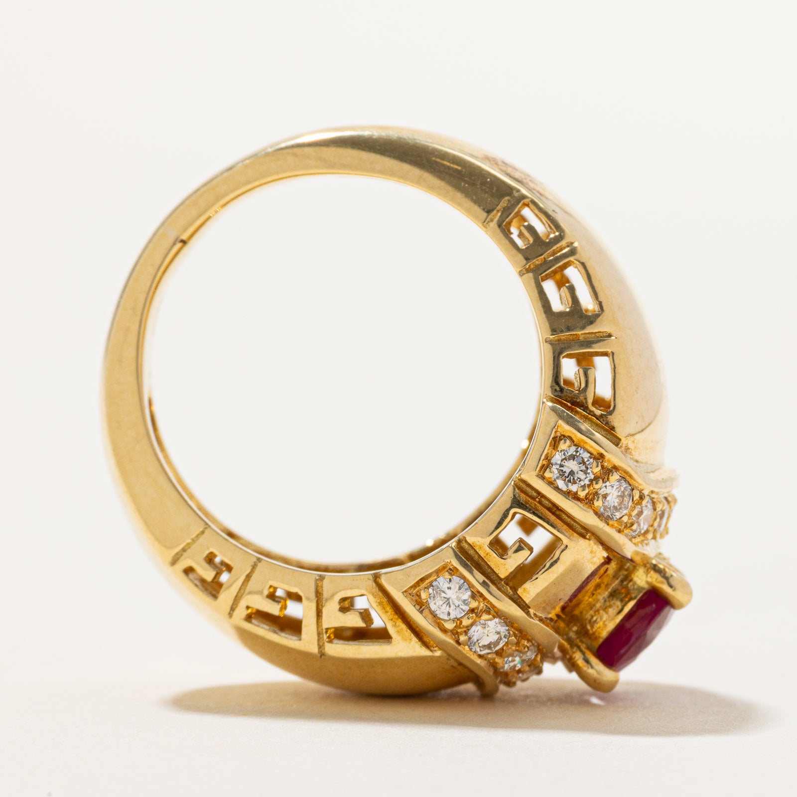 Ruby & Diamond Cocktail Ring | 0.90ct, 0.54ctw | SZ 7