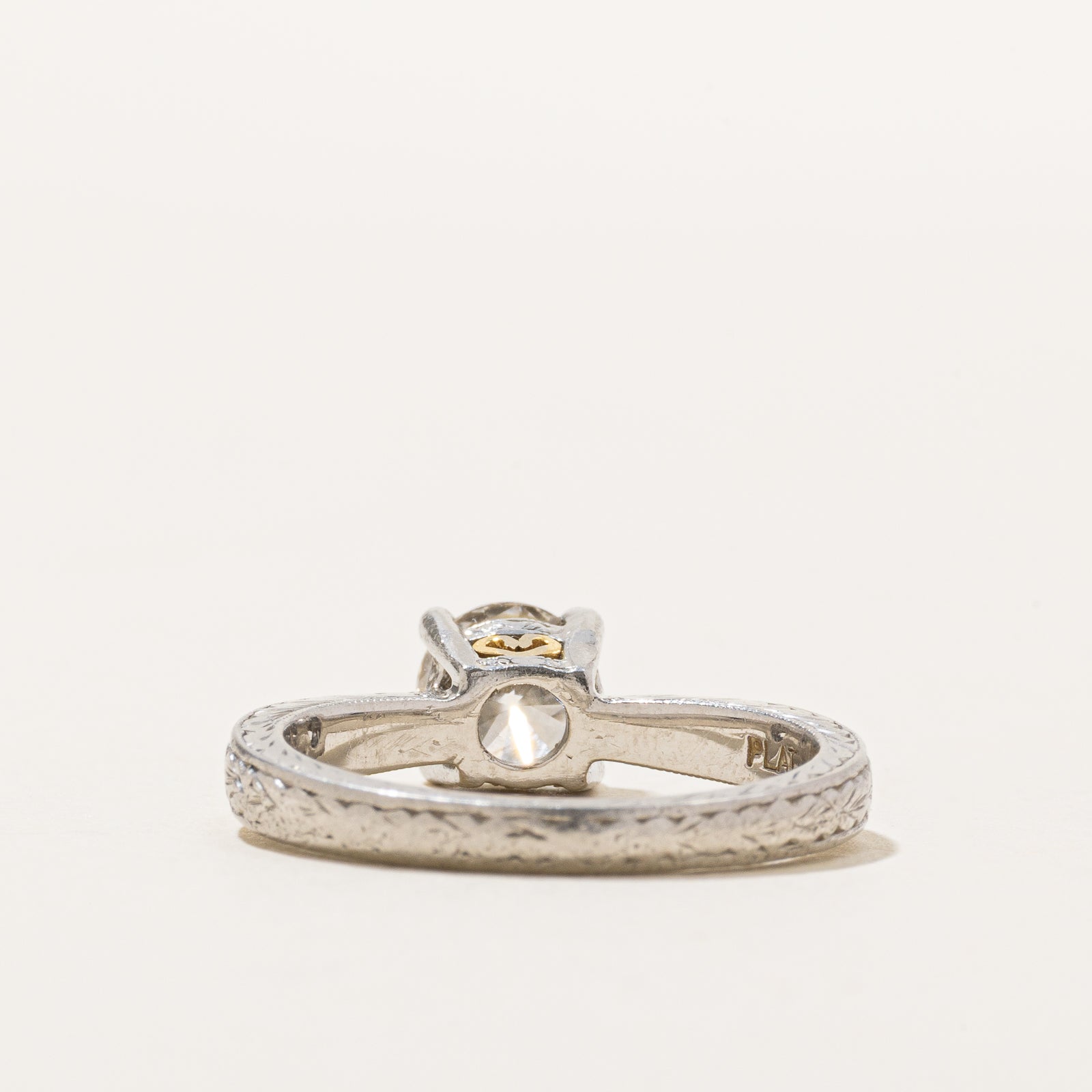 1990 GIA Certified Diamond Engraved Engagement Ring | 1.02ct SI1 E | SZ 6.5