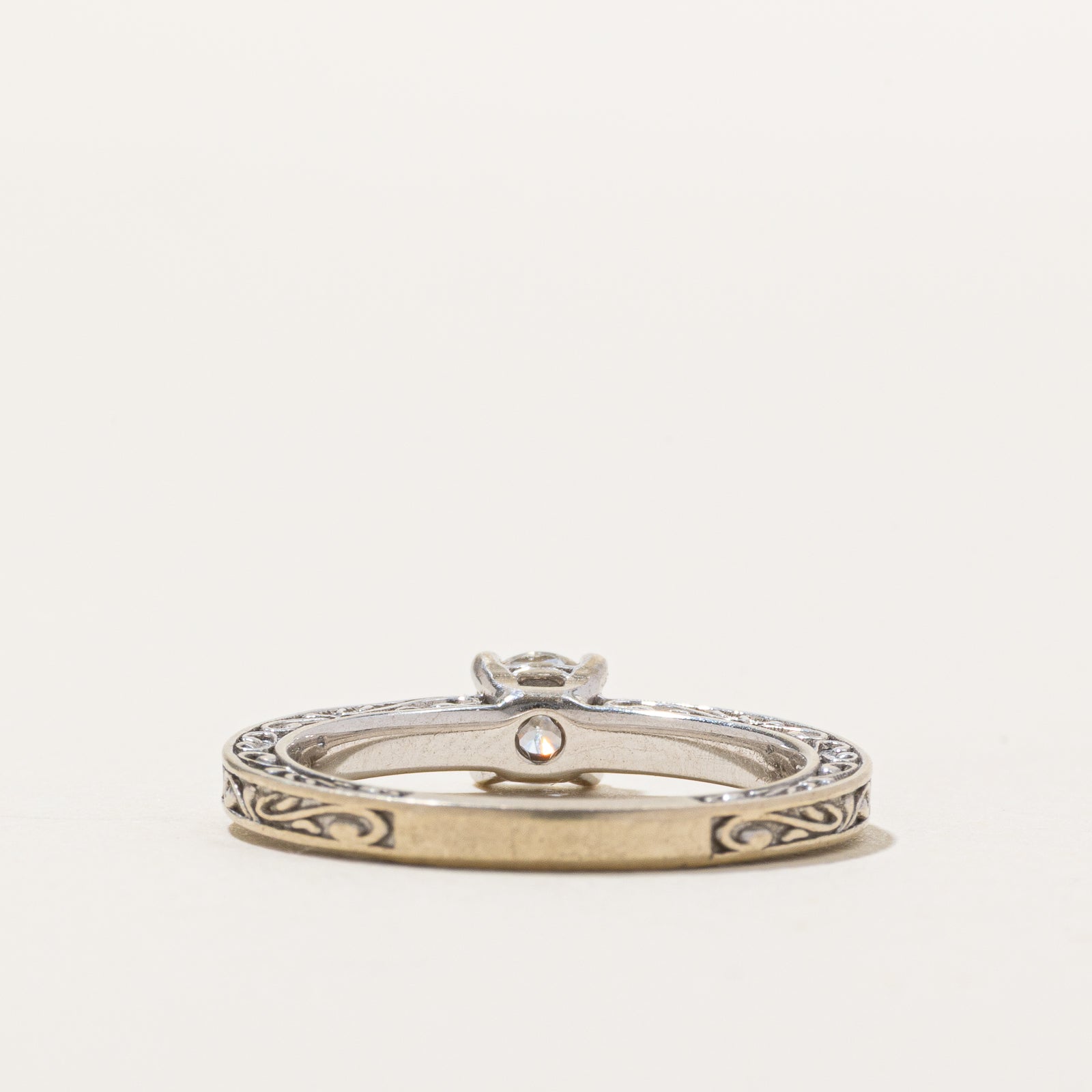 GIA Certified Diamond Engraved Engagement Ring | 0.34ctw | SZ 5.5