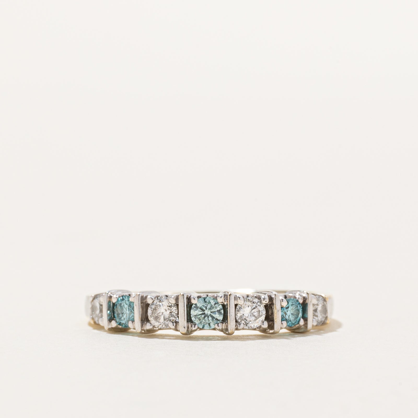 Semi Eternity Blue & White Diamond Ring | 0.21ctw, 0.29ctw | SZ 7.75