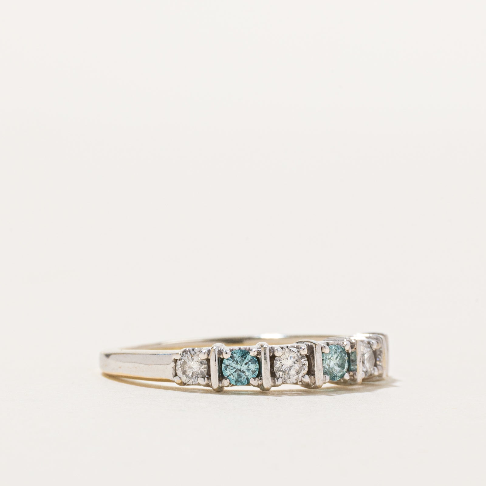 Semi Eternity Blue & White Diamond Ring | 0.21ctw, 0.29ctw | SZ 7.75