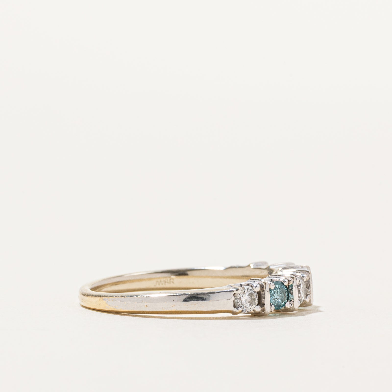 Semi Eternity Blue & White Diamond Ring | 0.21ctw, 0.29ctw | SZ 7.75