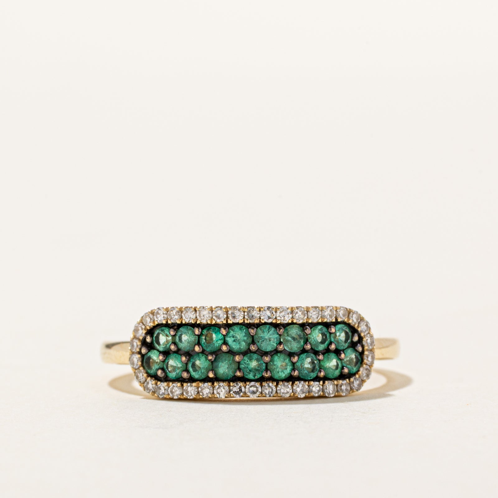 'Effy' Pavé Set Emerald & Diamond Ring | 0.39ctw, 0.18ctw | SZ 8.25