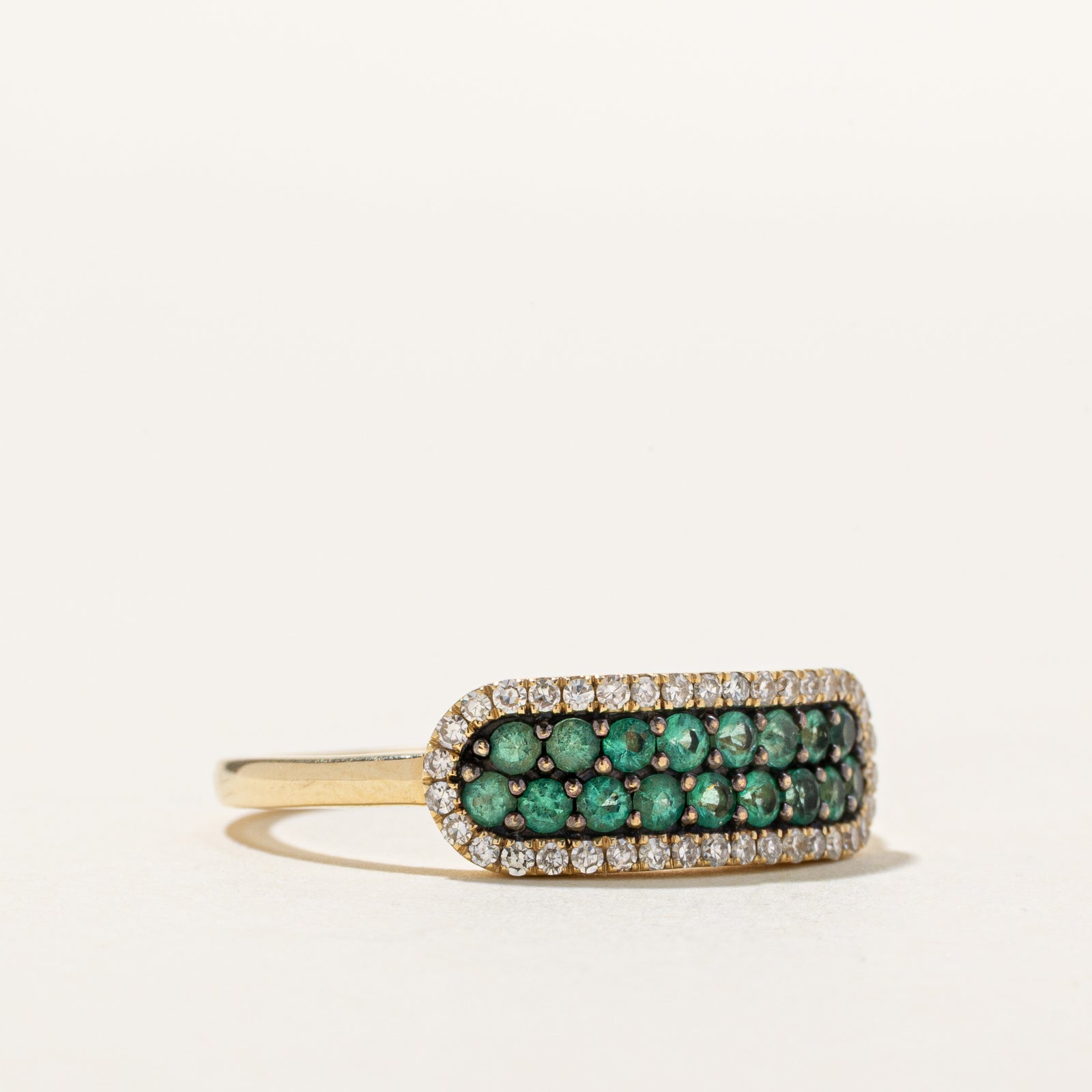 'Effy' Pavé Set Emerald & Diamond Ring | 0.39ctw, 0.18ctw | SZ 8.25