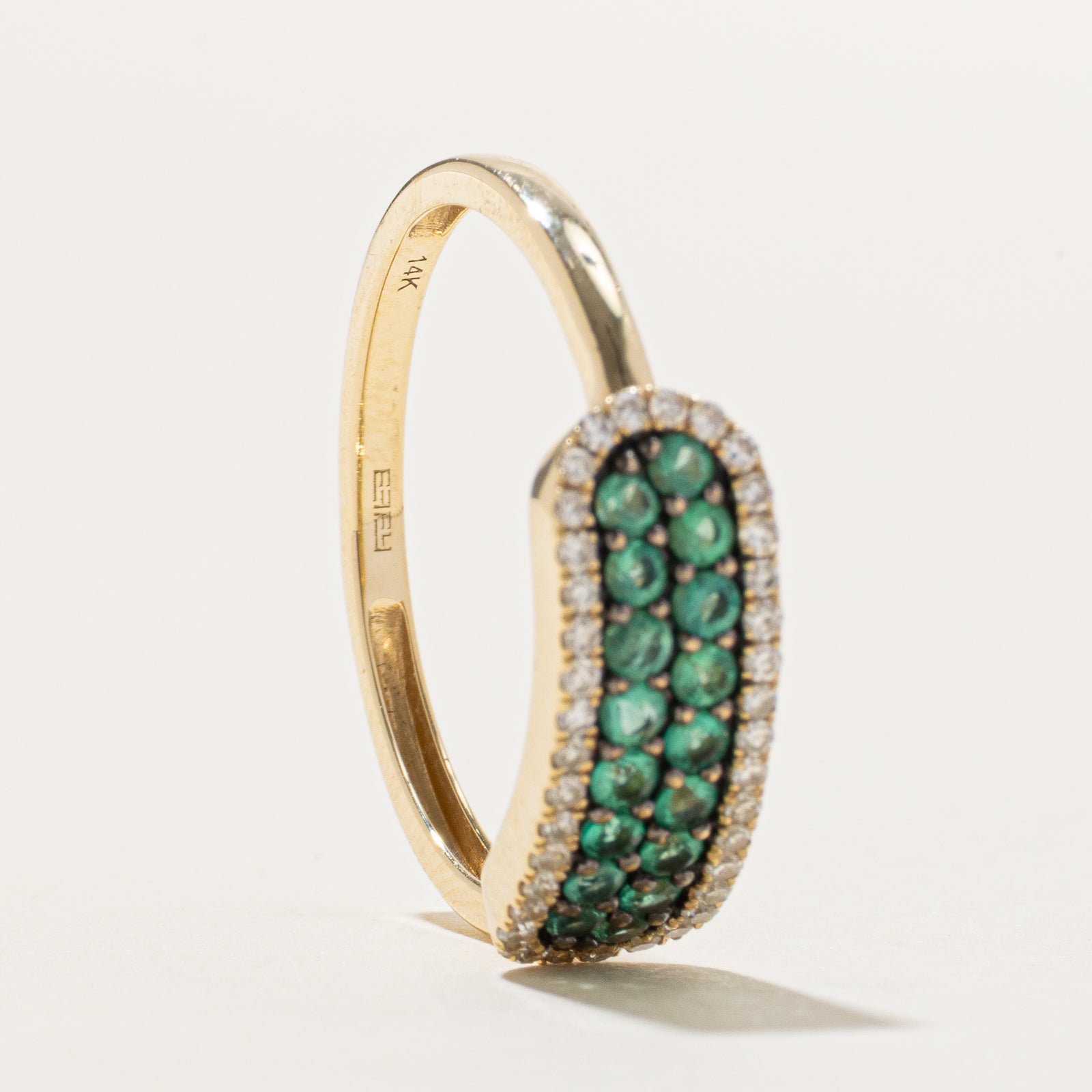 'Effy' Pavé Set Emerald & Diamond Ring | 0.39ctw, 0.18ctw | SZ 8.25