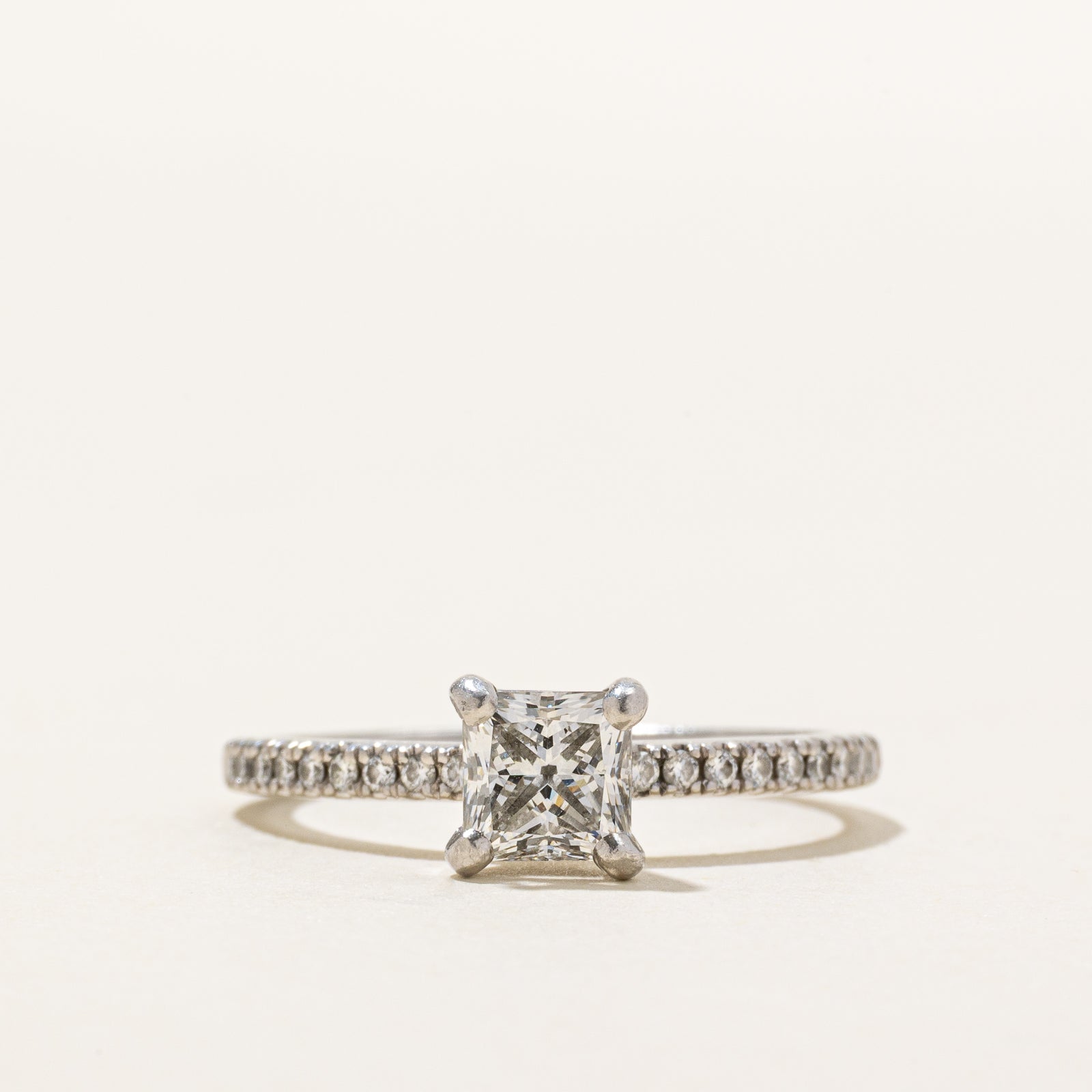 GIA Certified Princess Cut Diamond Engagement Ring | 0.99ctw VS1 F | SZ 7