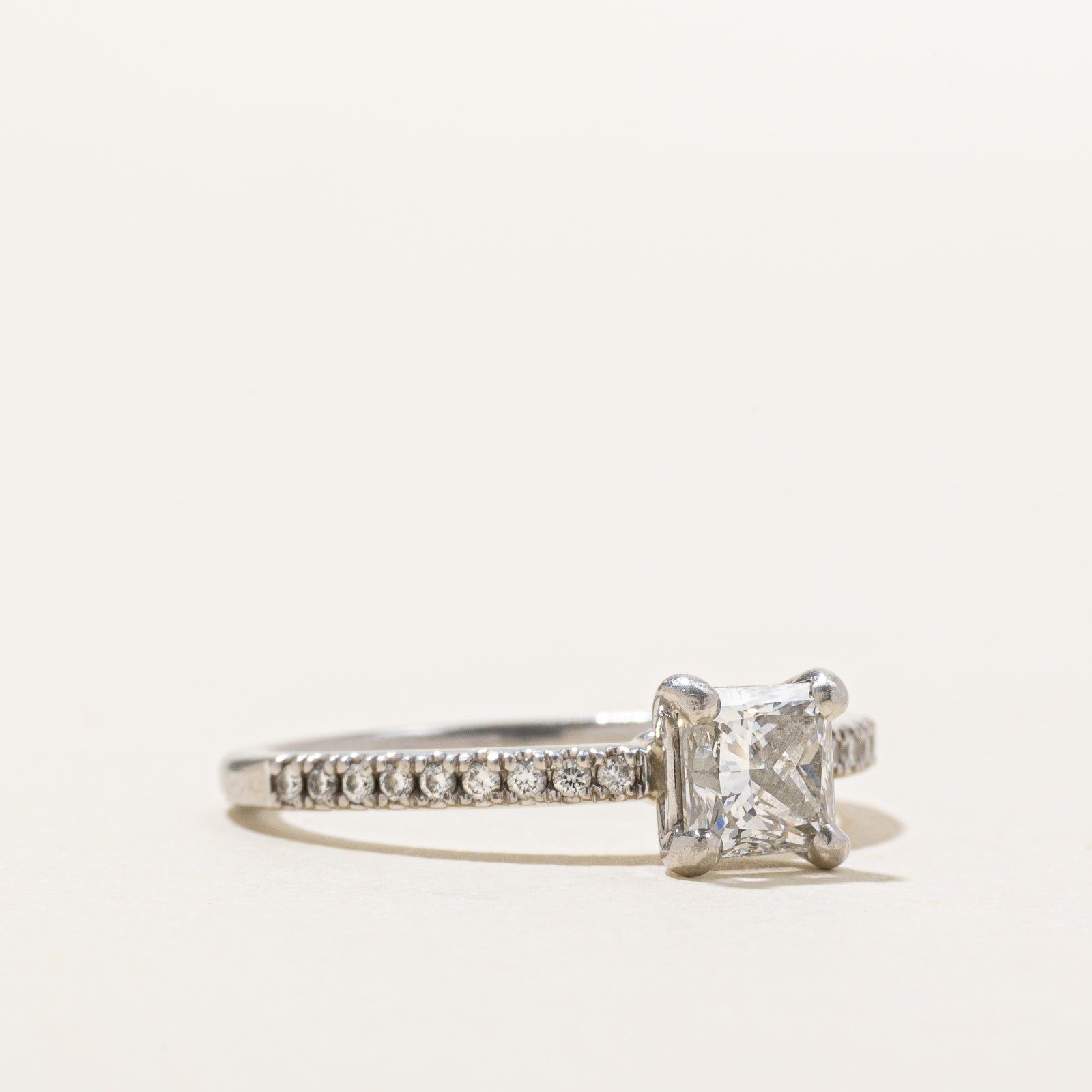 GIA Certified Princess Cut Diamond Engagement Ring | 0.99ctw VS1 F | SZ 7