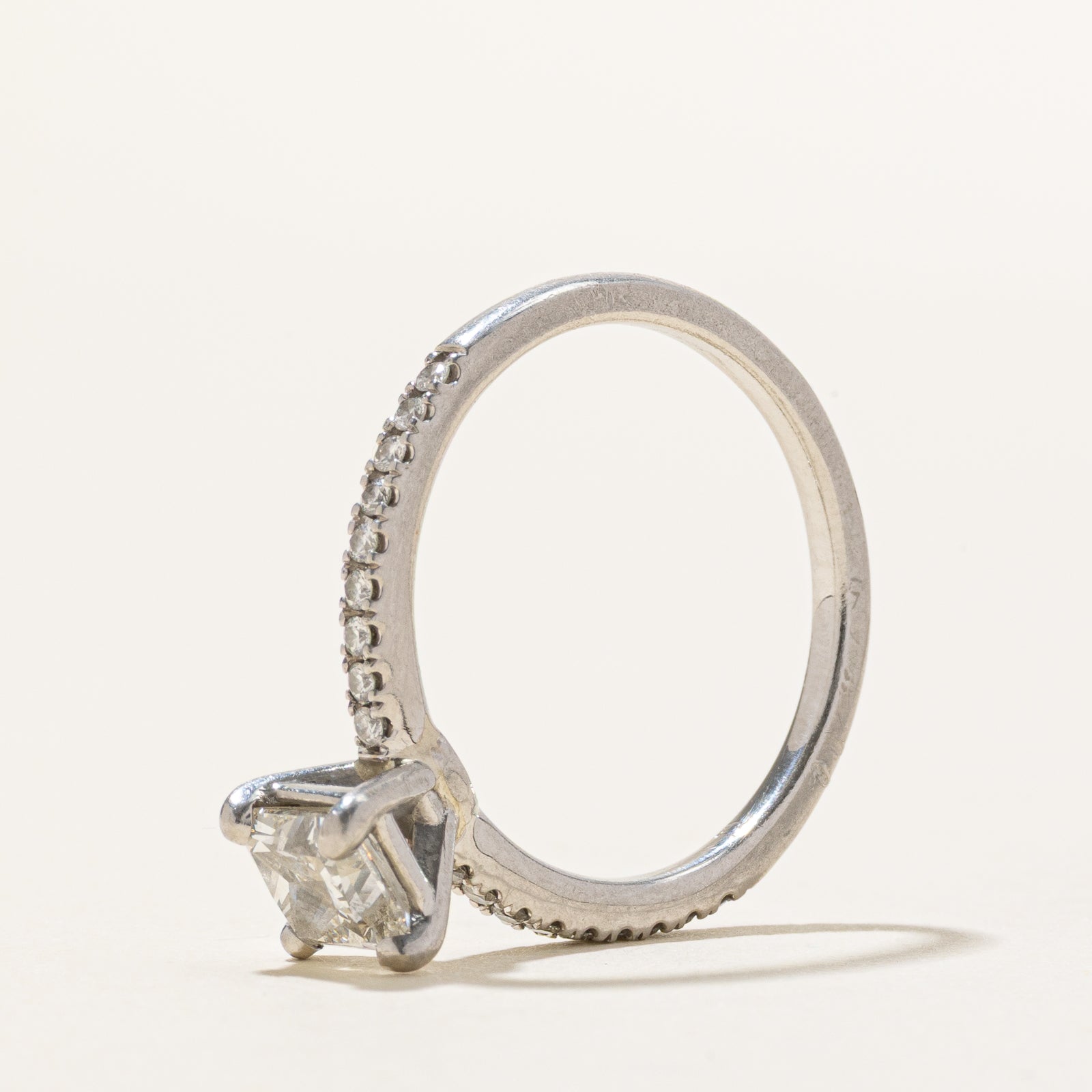 GIA Certified Princess Cut Diamond Engagement Ring | 0.99ctw VS1 F | SZ 7