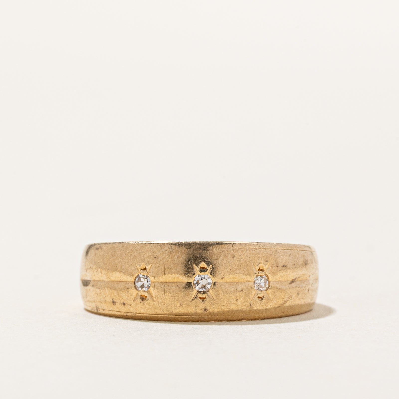 14K Three Stone Star Set Diamond Band | 0.06ctw | SZ 7.75