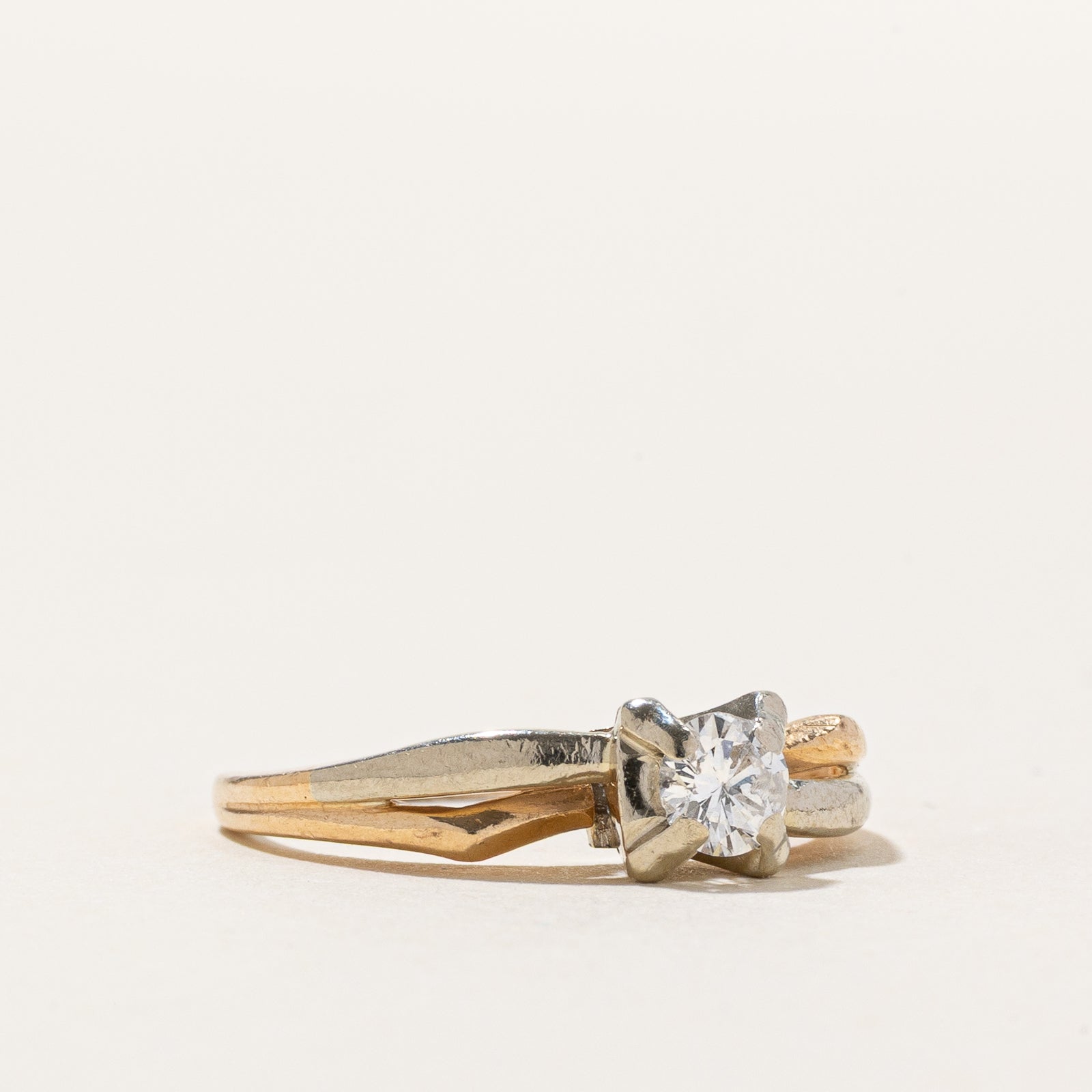 14K Two Tone Gold Solitaire Diamond Ring | 0.21ct | SZ 3.75