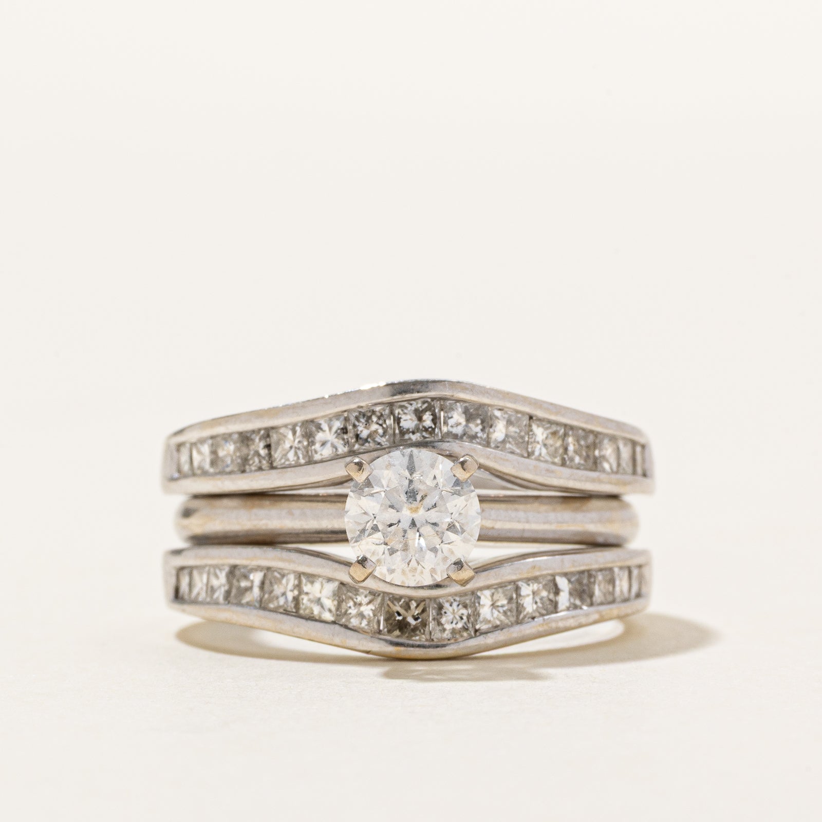 Round Brilliant Diamond Wedding Ring Set | 1.46ctw | SZ 7