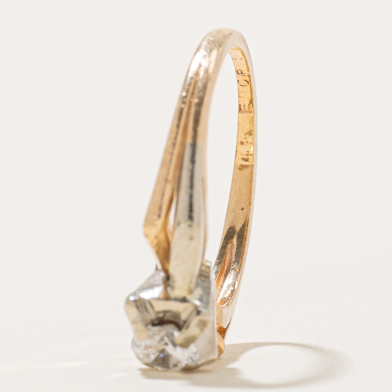 14K Two Tone Gold Solitaire Diamond Ring | 0.21ct | SZ 3.75