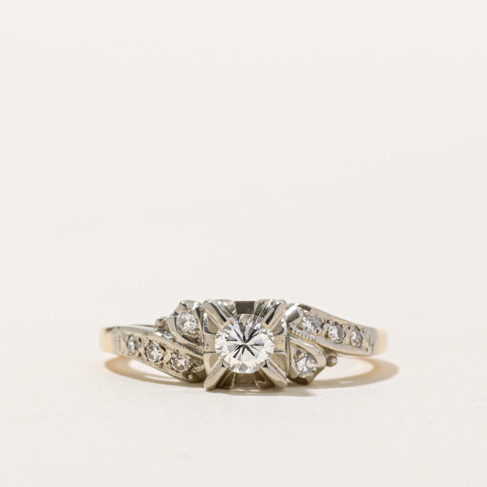 14K Two Tone Gold Illusion Set Diamond Ring | 0.30ctw | SZ 5.5