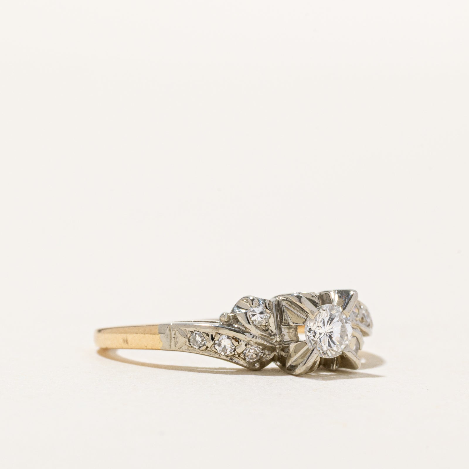 14K Two Tone Gold Illusion Set Diamond Ring | 0.30ctw | SZ 5.5