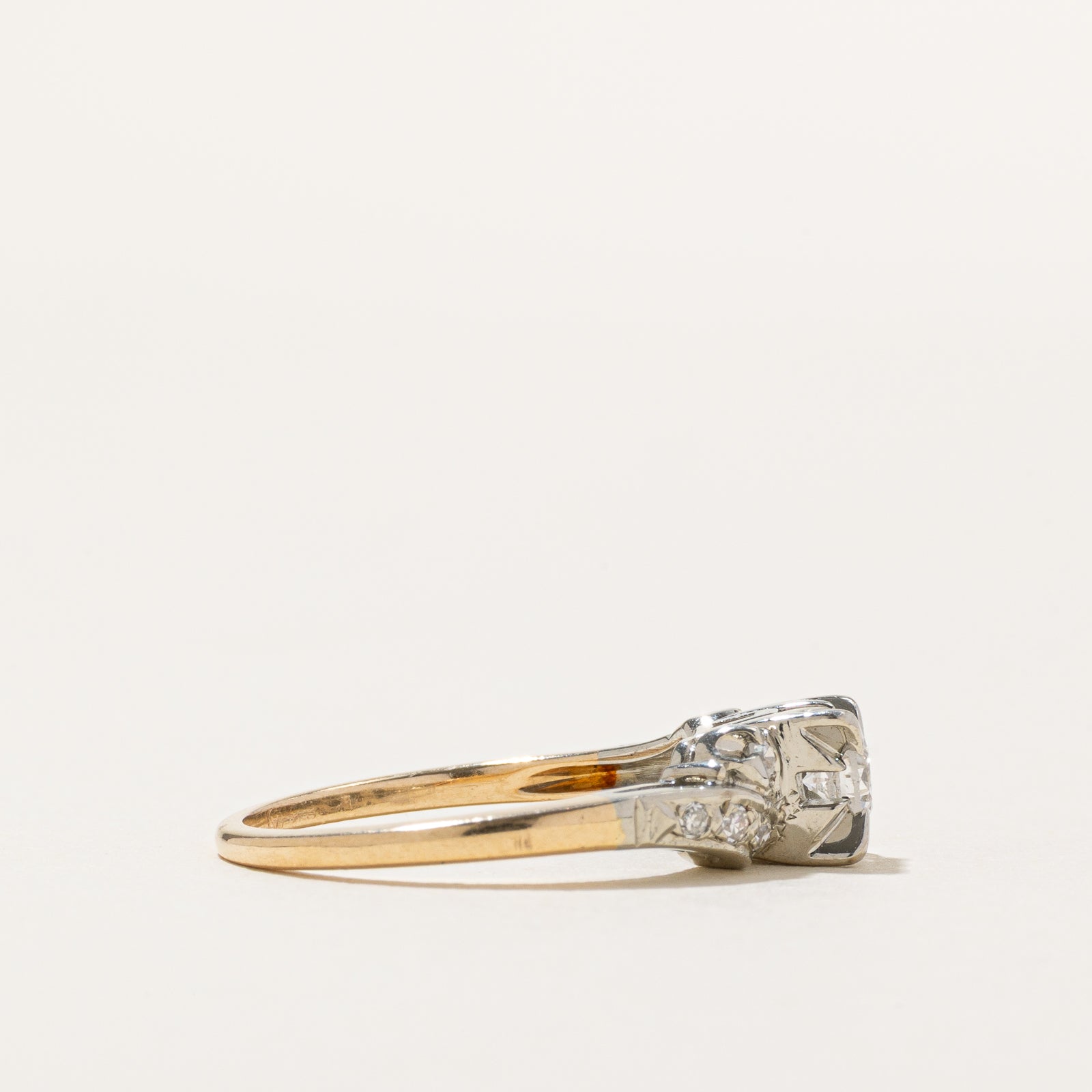 14K Two Tone Gold Illusion Set Diamond Ring | 0.30ctw | SZ 5.5