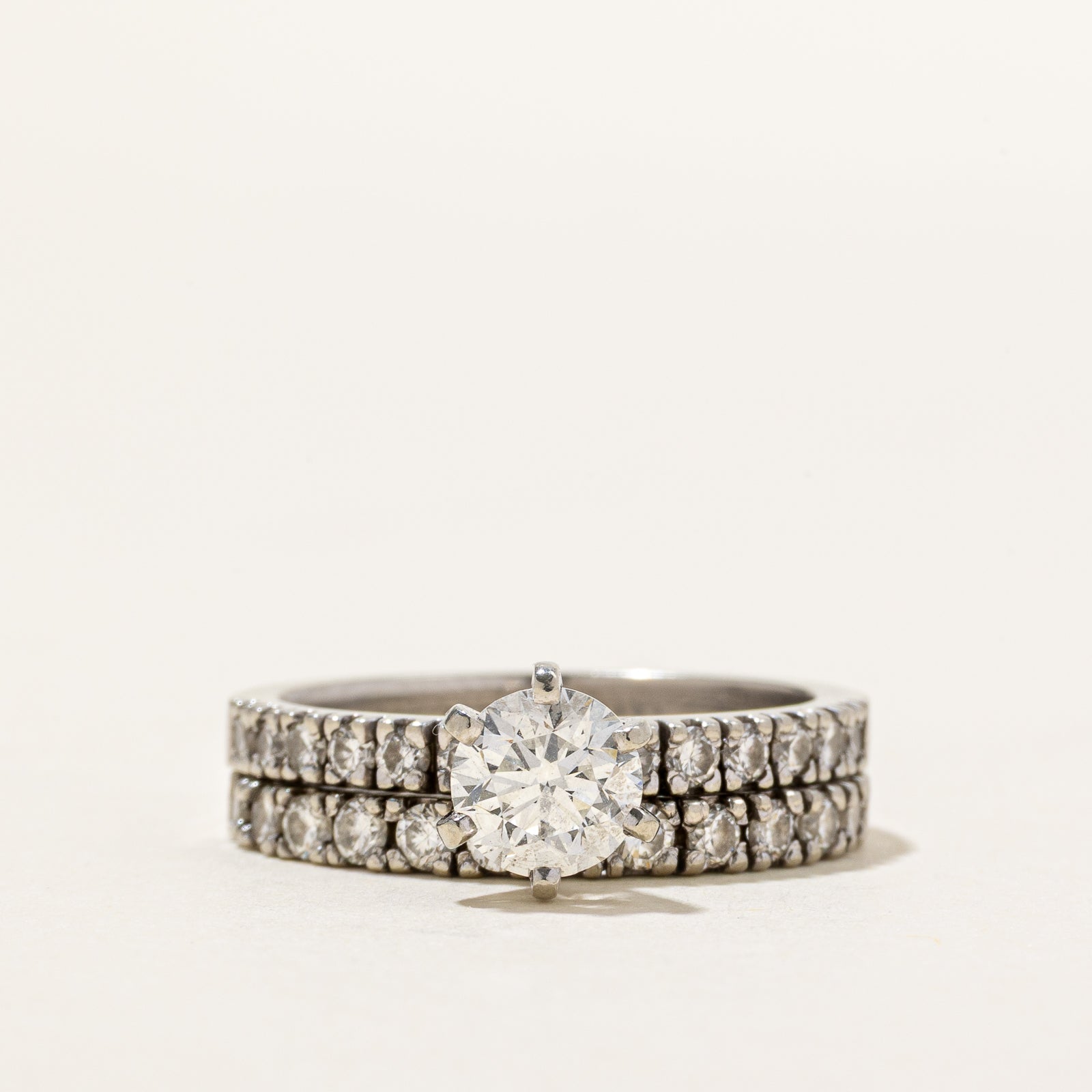 Round Brilliant Cut Diamond Wedding Ring Set | 1.74ctw | SZ 7.5