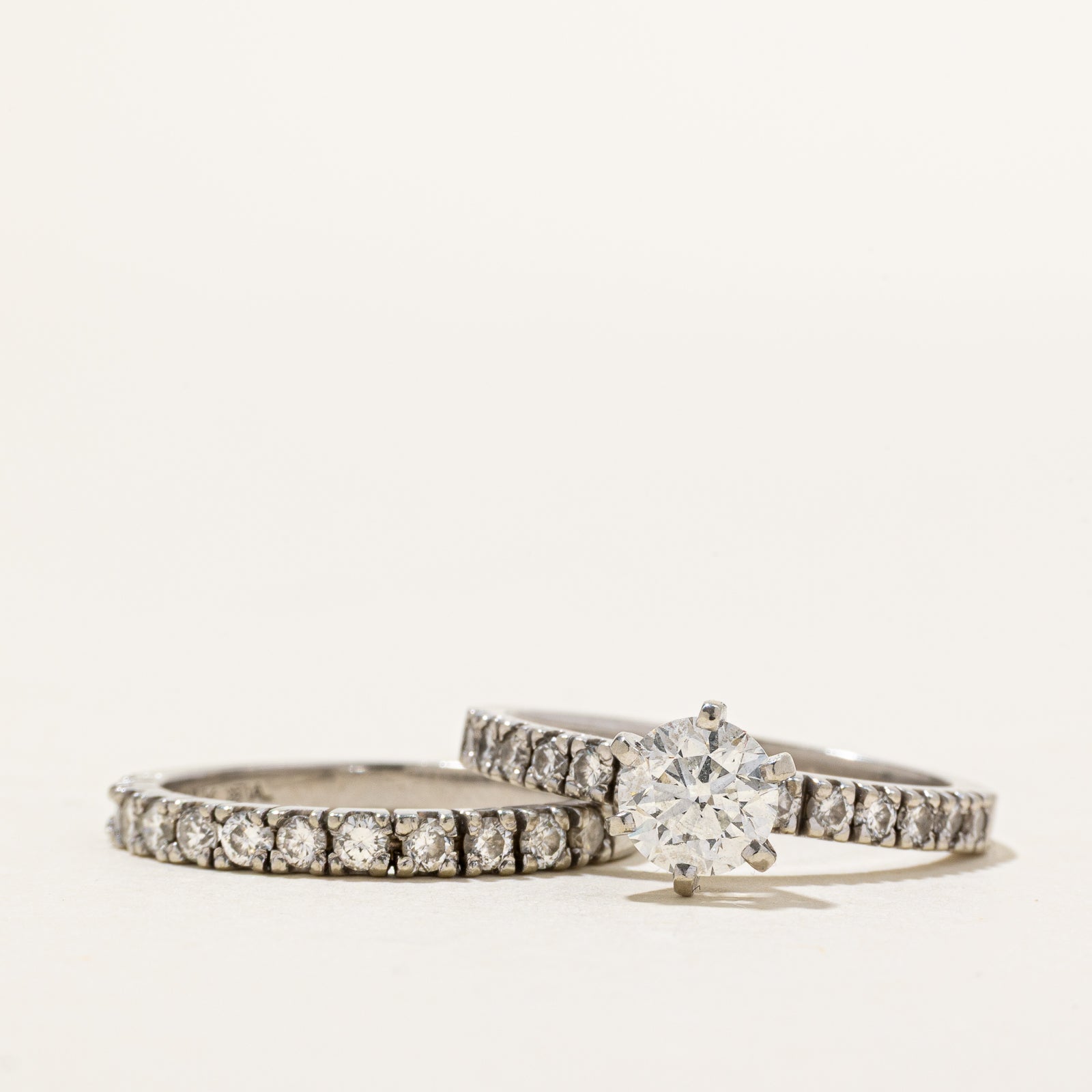 Round Brilliant Cut Diamond Wedding Ring Set | 1.74ctw | SZ 7.5