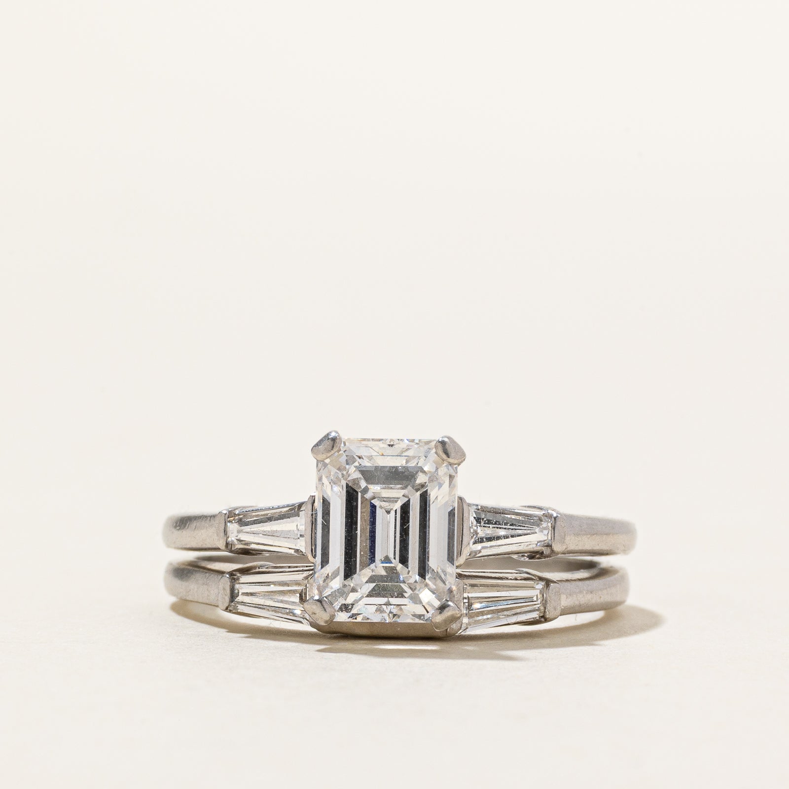 Emerald Cut Diamond Wedding Ring Set | 2.52ctw VVS2 E | SZ 9.5