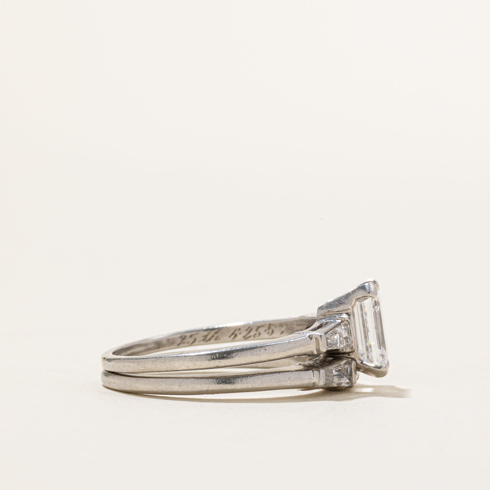 Emerald Cut Diamond Wedding Ring Set | 2.52ctw VVS2 E | SZ 9.5