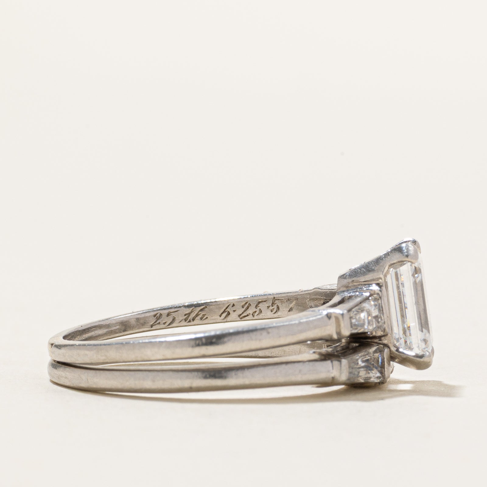 Emerald Cut Diamond Wedding Ring Set | 2.52ctw VVS2 E | SZ 9.5