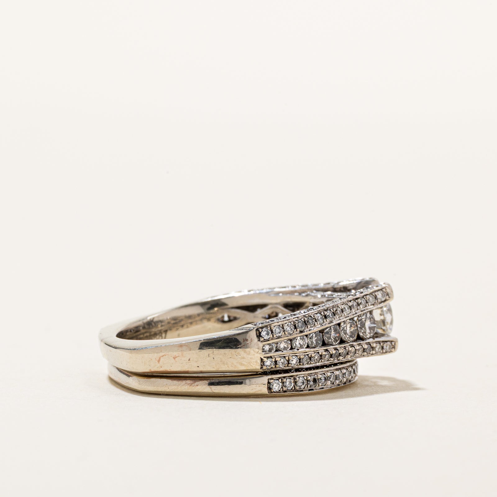 Diamond Tapered Wedding Ring Set | 1.16ctw | SZ 6.5