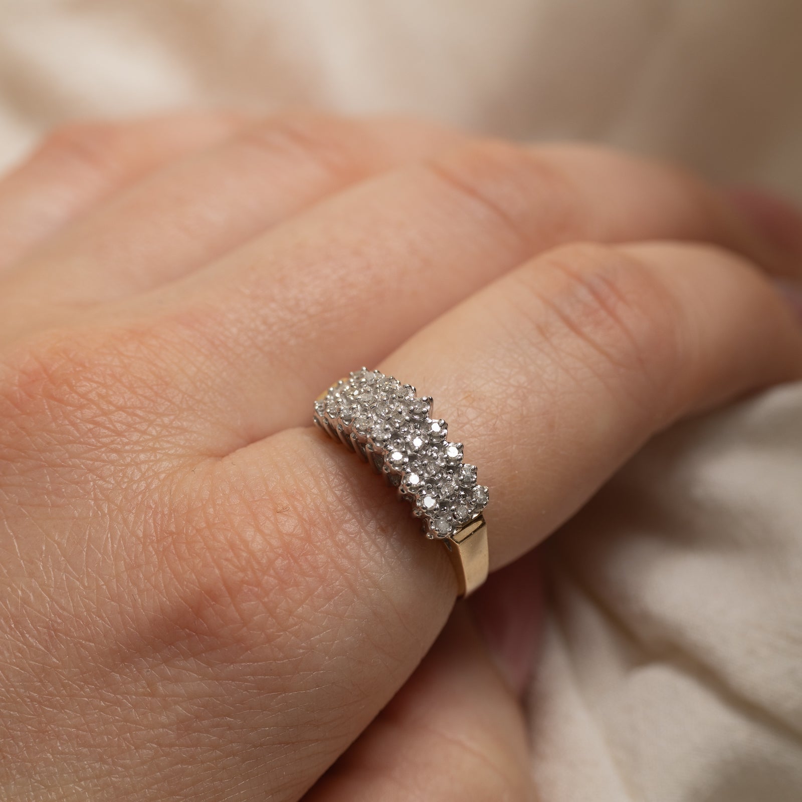 10K High Set Multi Row Diamond Ring | 0.20ctw | SZ 7