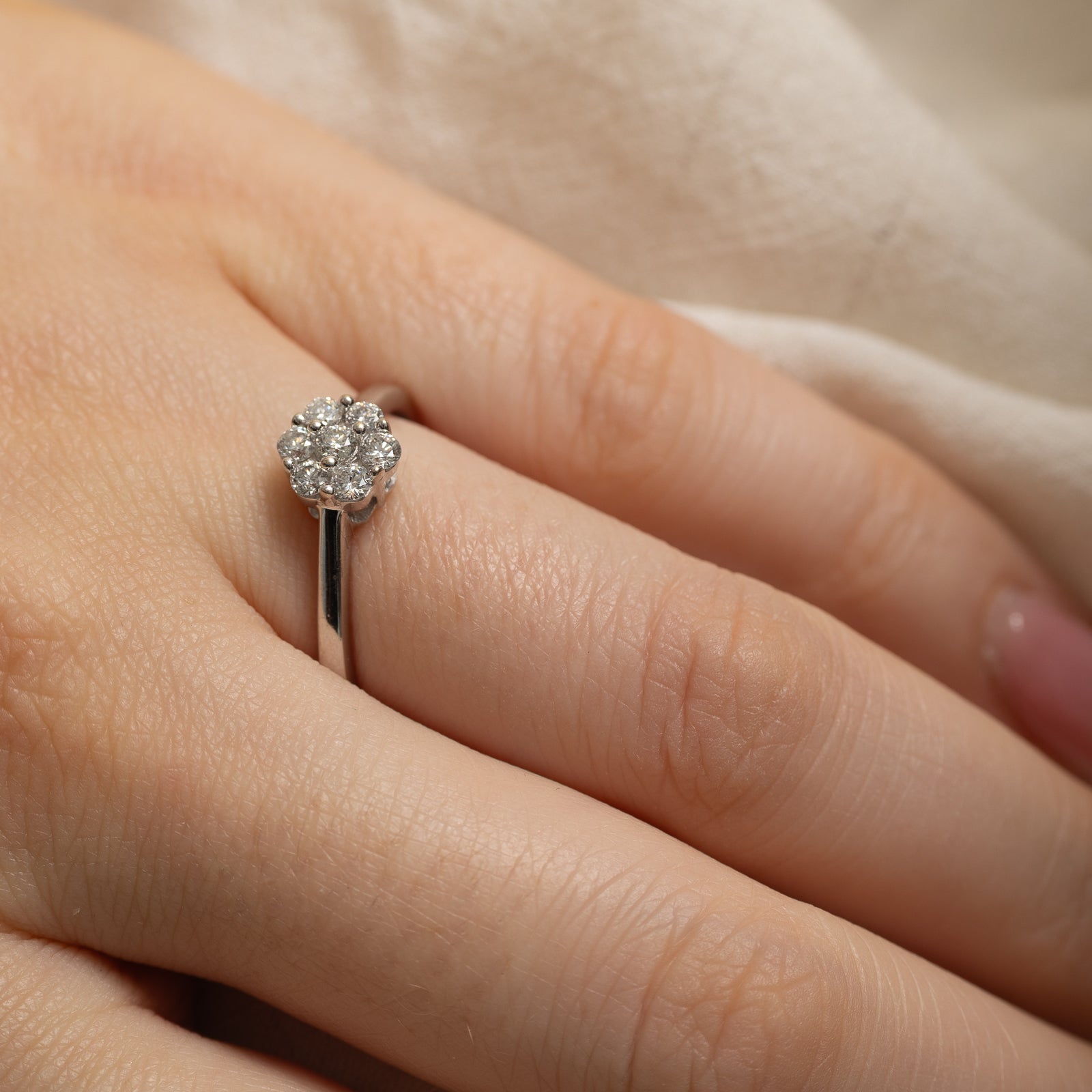14K White Gold Diamond Cluster Ring | 0.35ctw | SZ 8