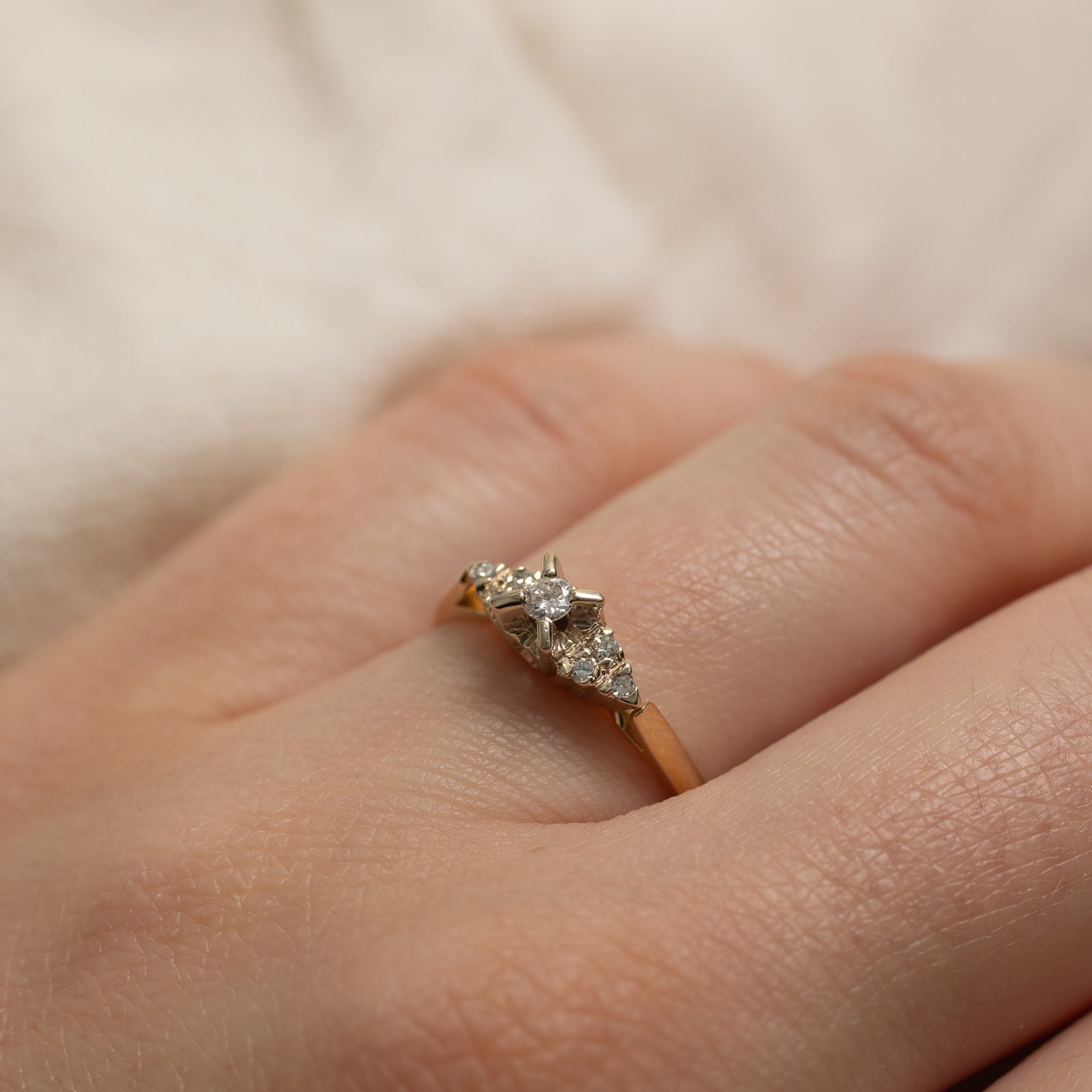 14K Diamond Accented Petite Ring | 0.12ctw | SZ 6.75