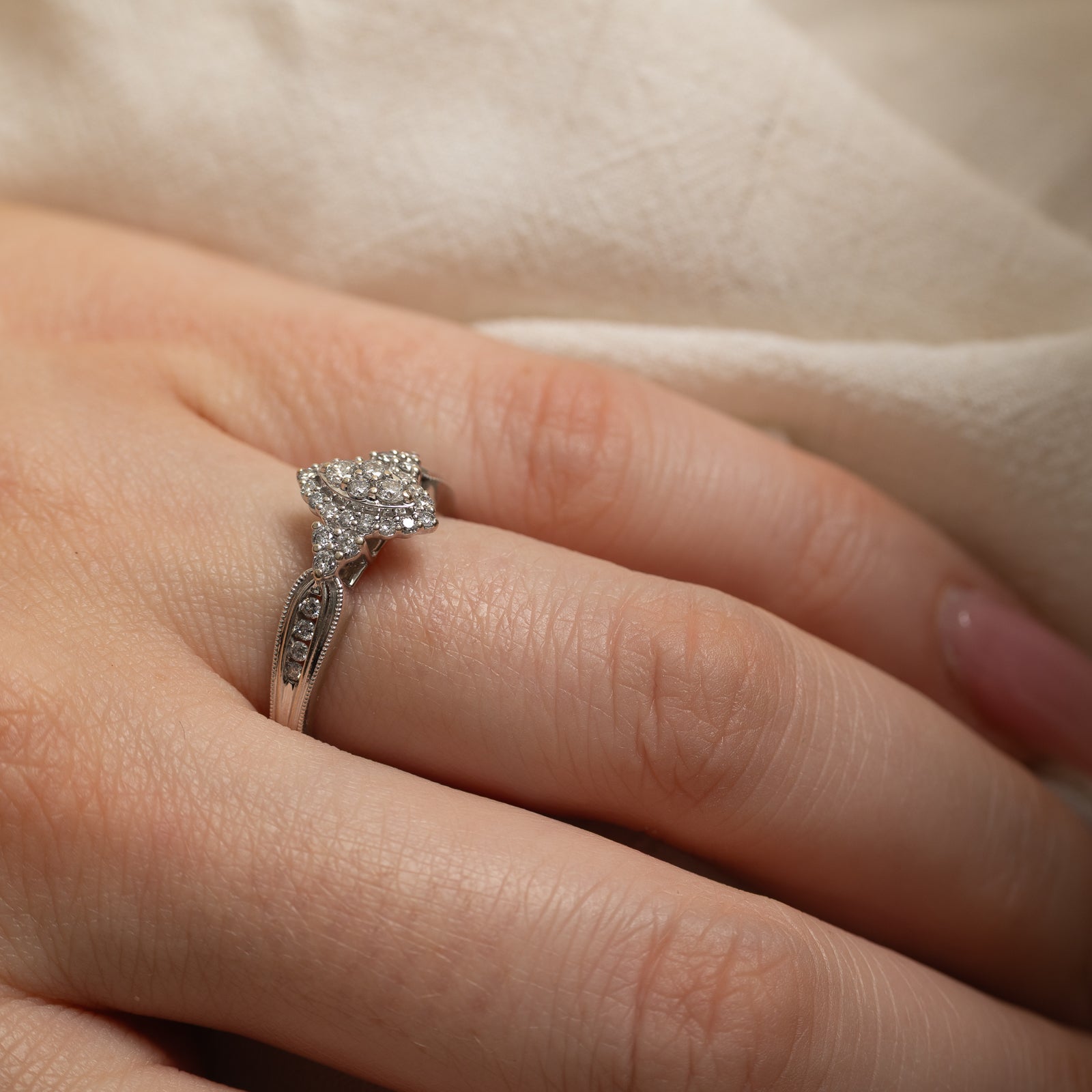 14K Marquise Shaped Diamond Cluster Ring | 0.33ctw | SZ 7