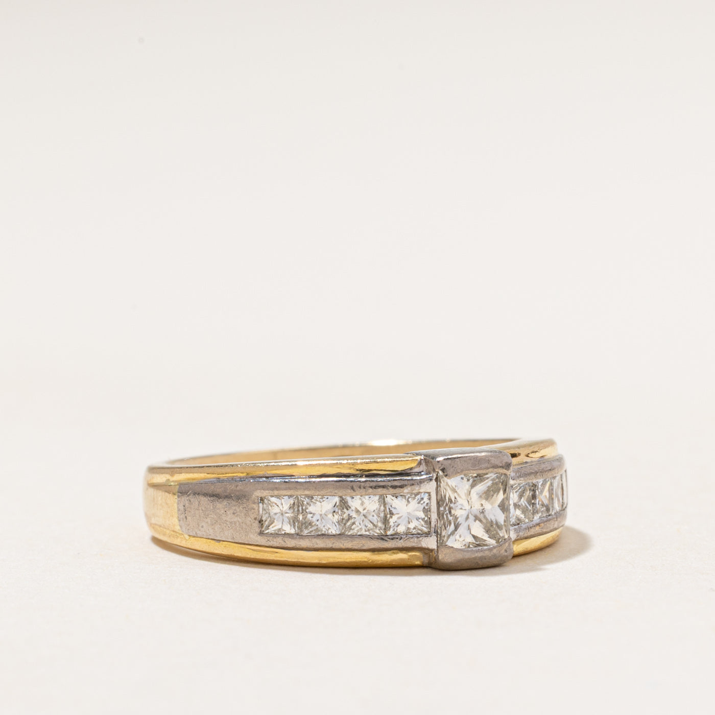 Two Tone Princess Cut Diamond Ring | 0.95ctw | SZ 8.5