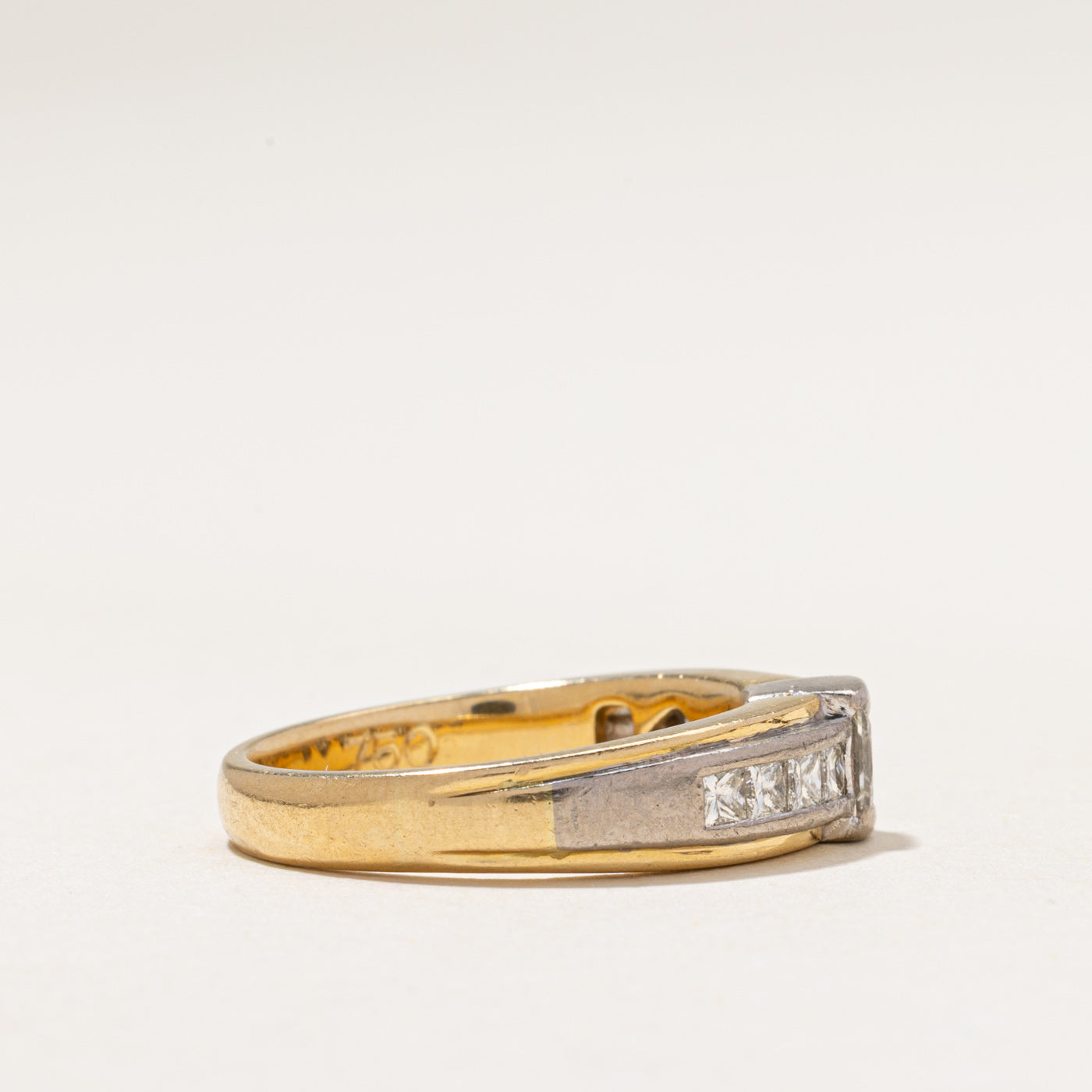 Two Tone Princess Cut Diamond Ring | 0.95ctw | SZ 8.5