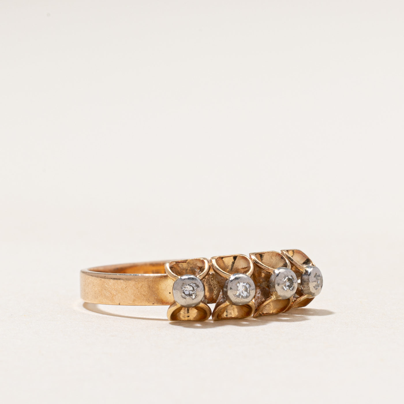Four Stone Diamond Bow Ring | 0.07ctw | SZ 7.5