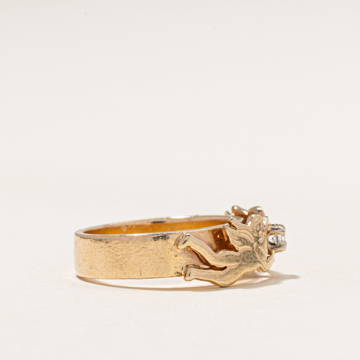 14k Solitaire Diamond Angel Ring | 0.05ct | SZ 5