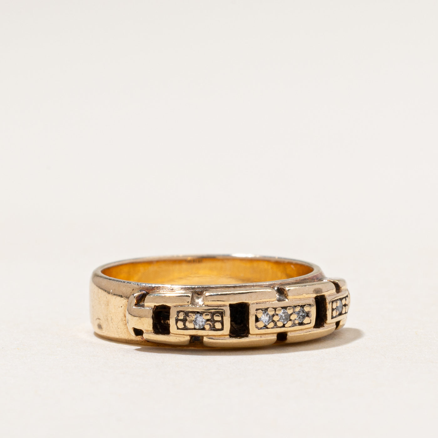 Pave Set Diamond Chain Ring | 0.05ctw | SZ 5.75