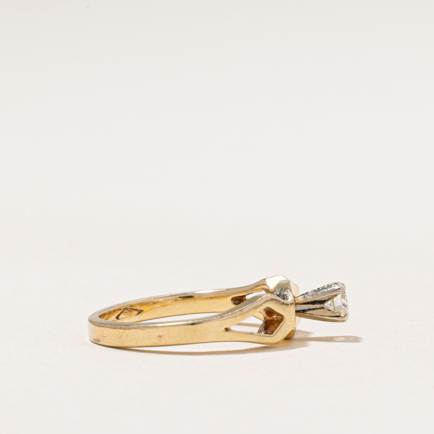High Set Solitaire Diamond Open Shank Ring | 0.14ct | SZ 3.75