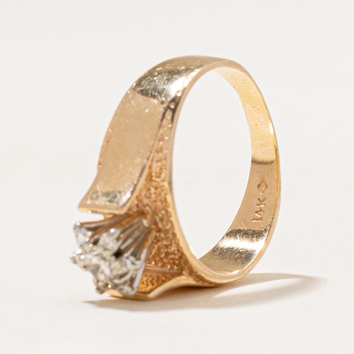 High Set Diamond Petal Textured Ring | 0.23ctw | SZ 5.5