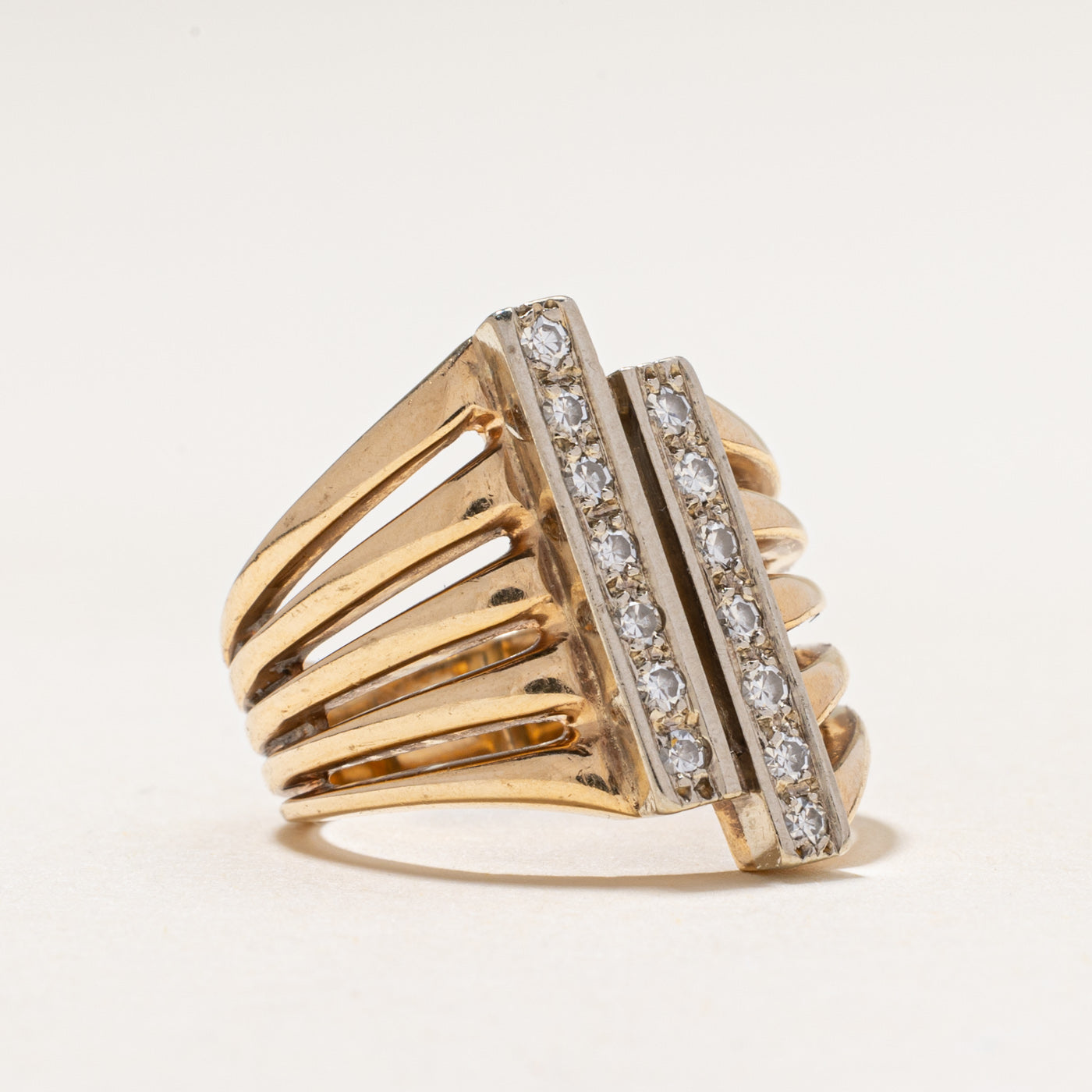 Diamond Column Openwork Ring | 0.35ctw | SZ 6