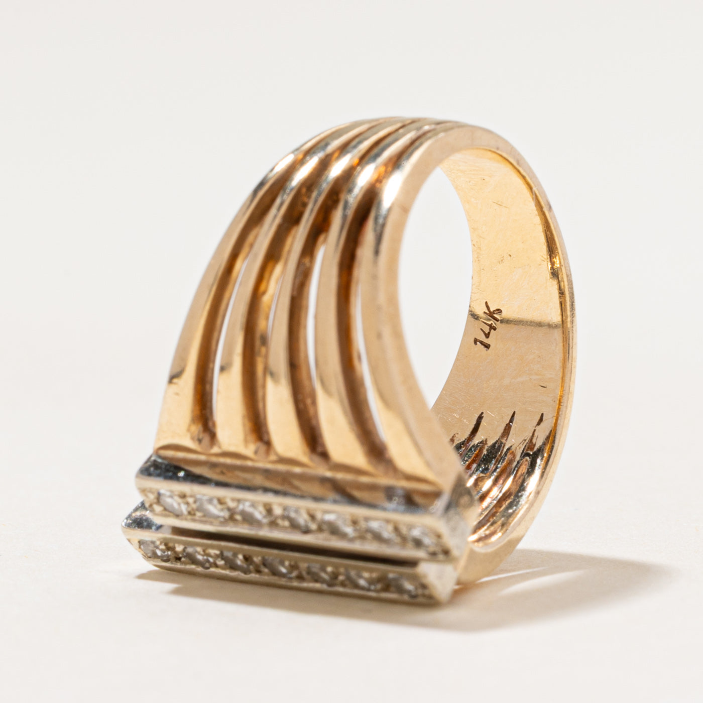 Diamond Column Openwork Ring | 0.35ctw | SZ 6