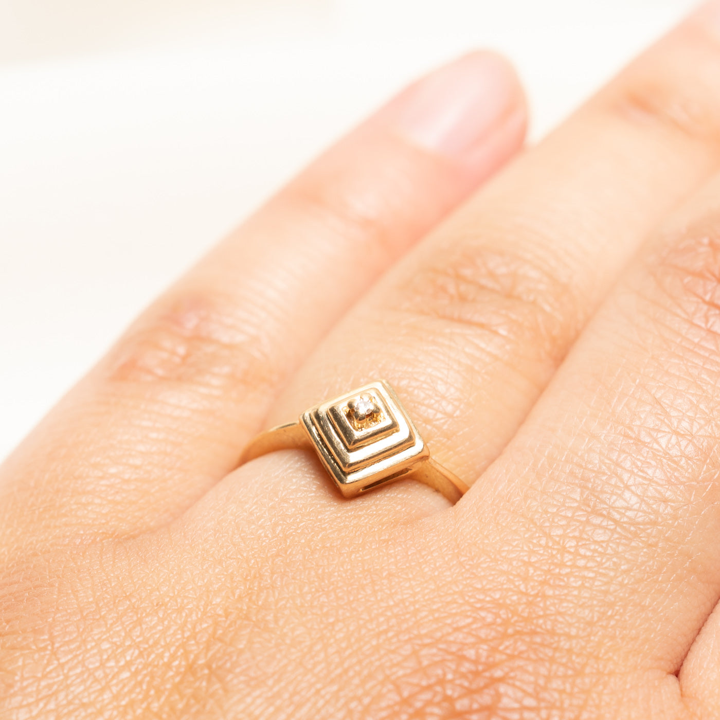 Single Stone Diamond Geometric Ring | SZ 7.25