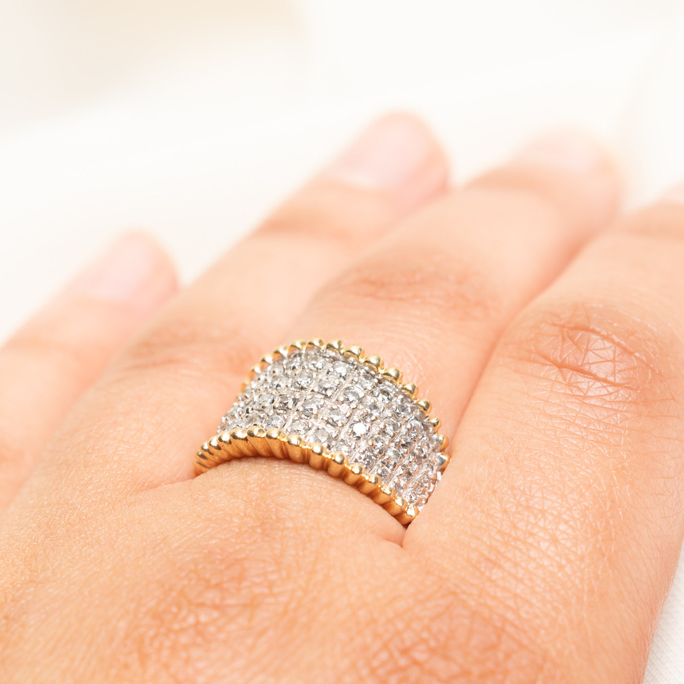 Multi Row Diamond Scalloped Cocktail Ring | 0.85ctw | SZ 8