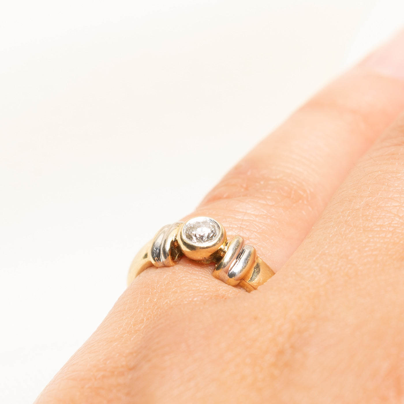 Two Tone Bezel Set Diamond Ring | 0.18ct | SZ 5