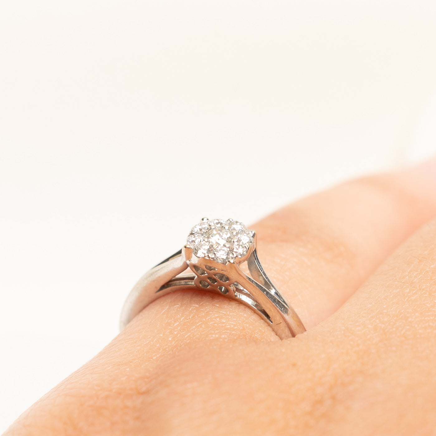 Diamond Halo Open Shank Ring | 0.29ctw | SZ 6